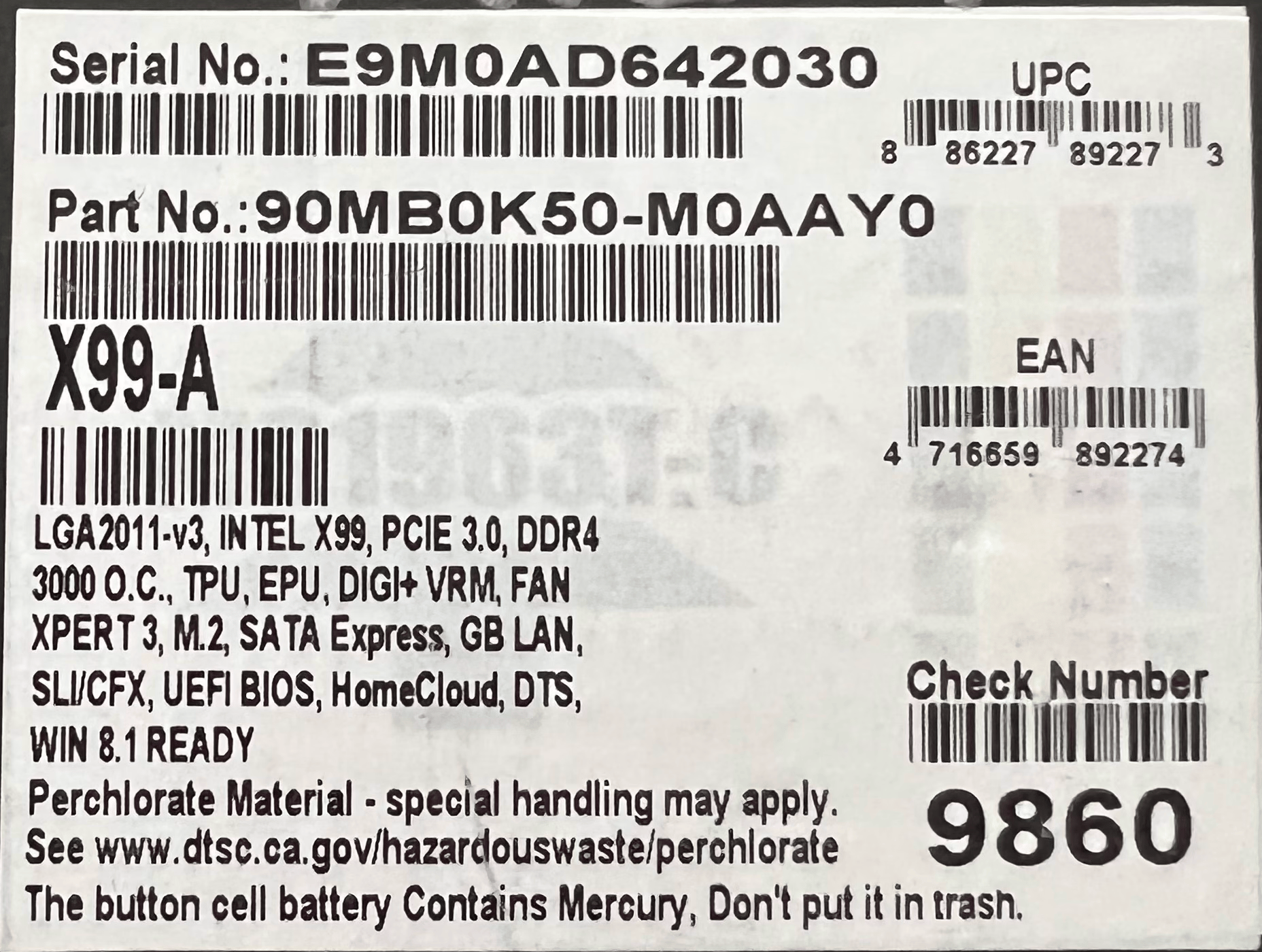 BRAND NEW ASUS X99-A motherboard 5-way optimization