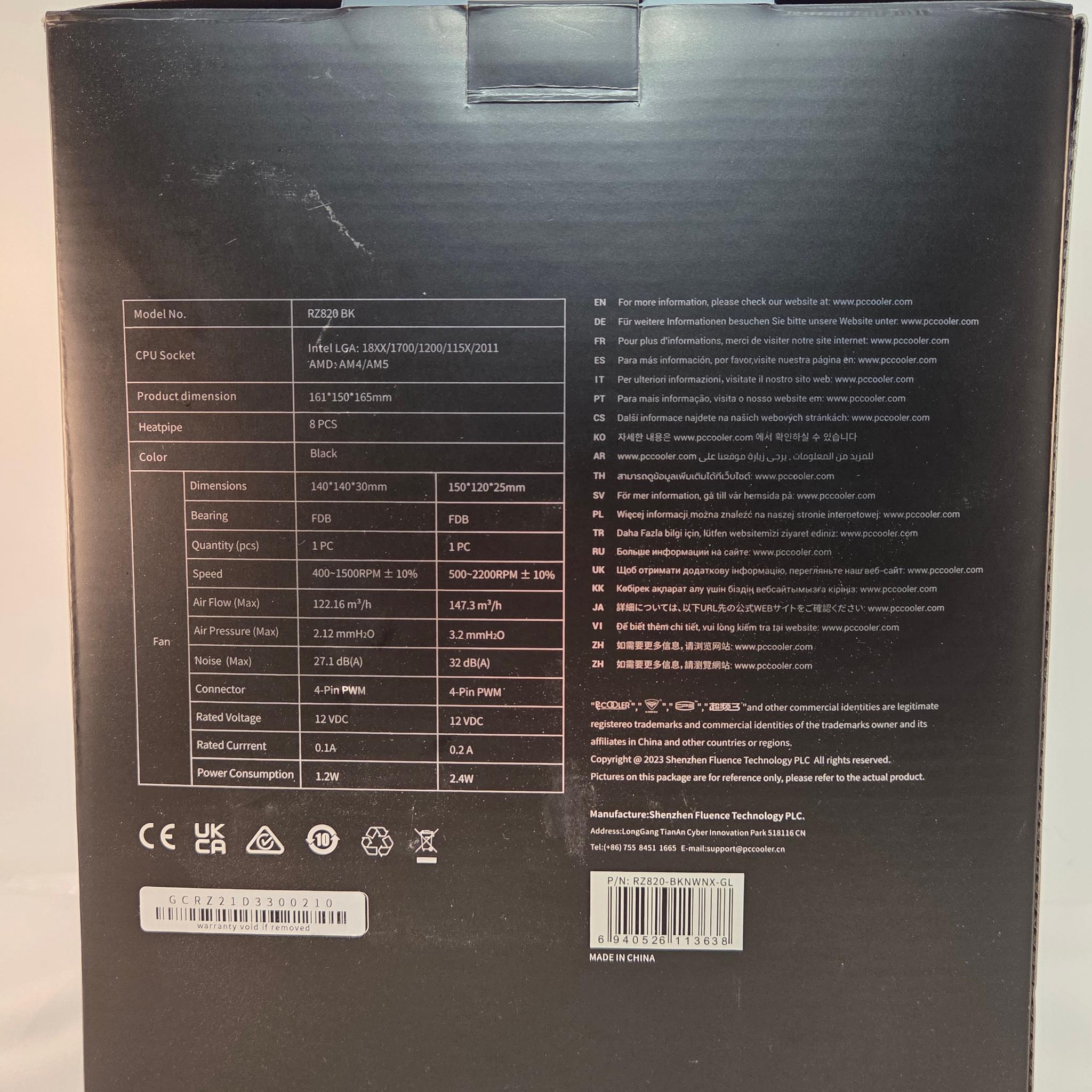 CPS PCCOOLER RZ820 CPU Air Cooler