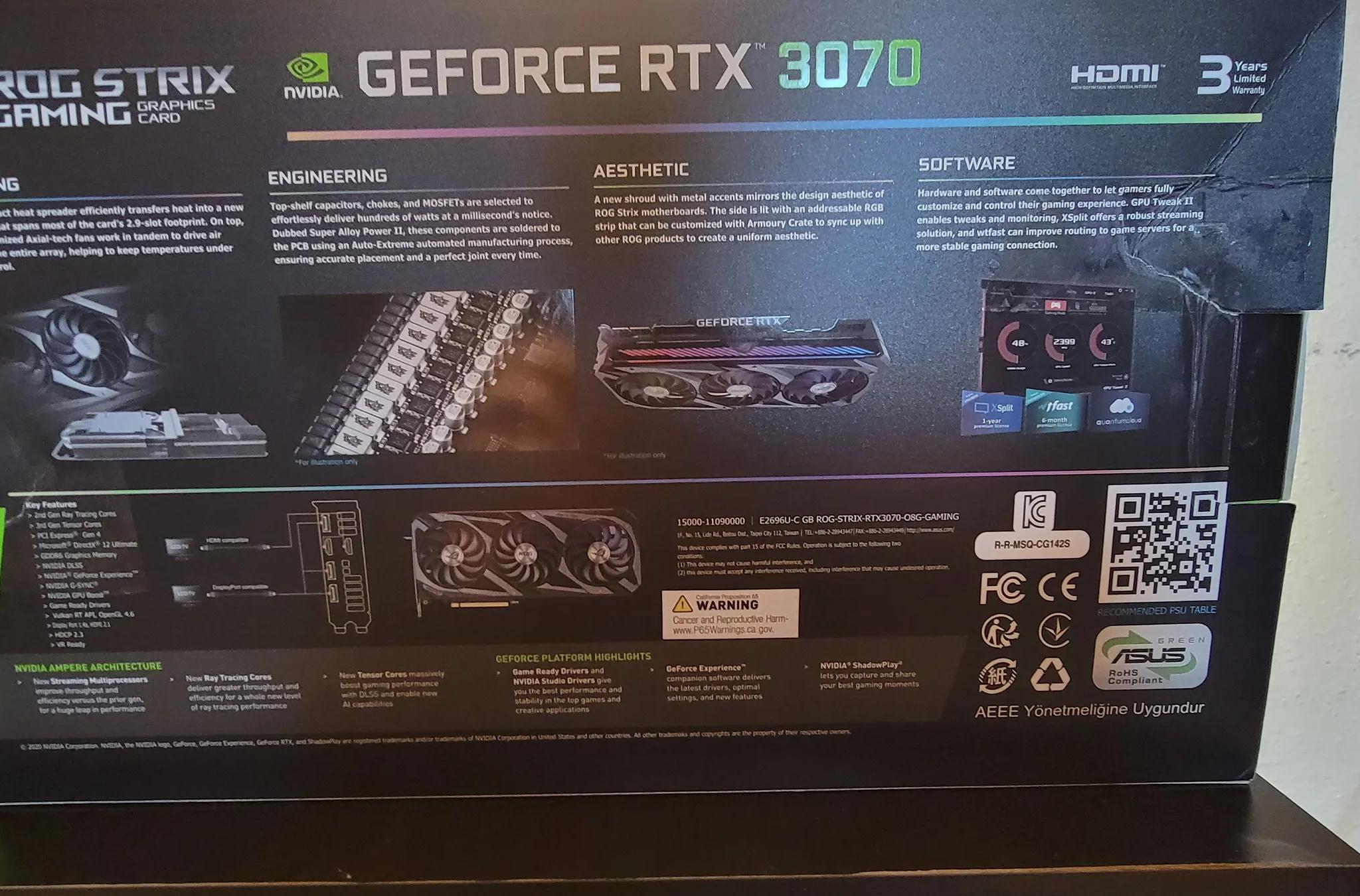 Asus ROG Strix RTX 3070 8gb 0C