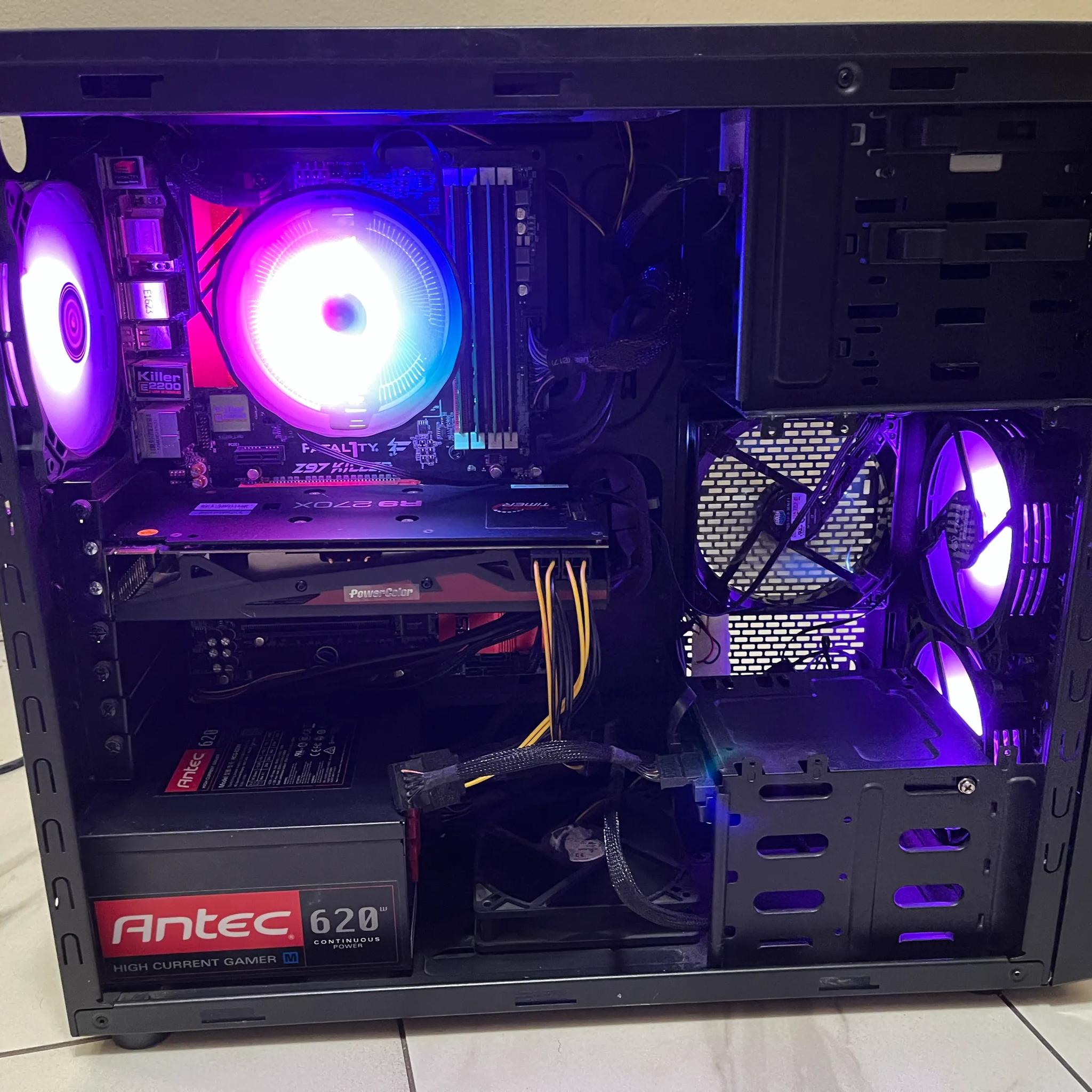 🔥 Budget RGB Gaming PC – R9 270x, Intel Core i5, 12GB RAM, 256GB SSD+1TB HDD, with RGB Remote