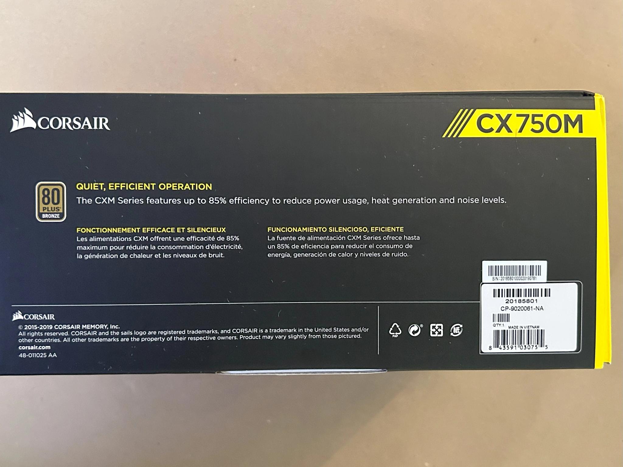 Corsair CXM 750 W 80+ Bronze Certified Semi-modular ATX Power Supply