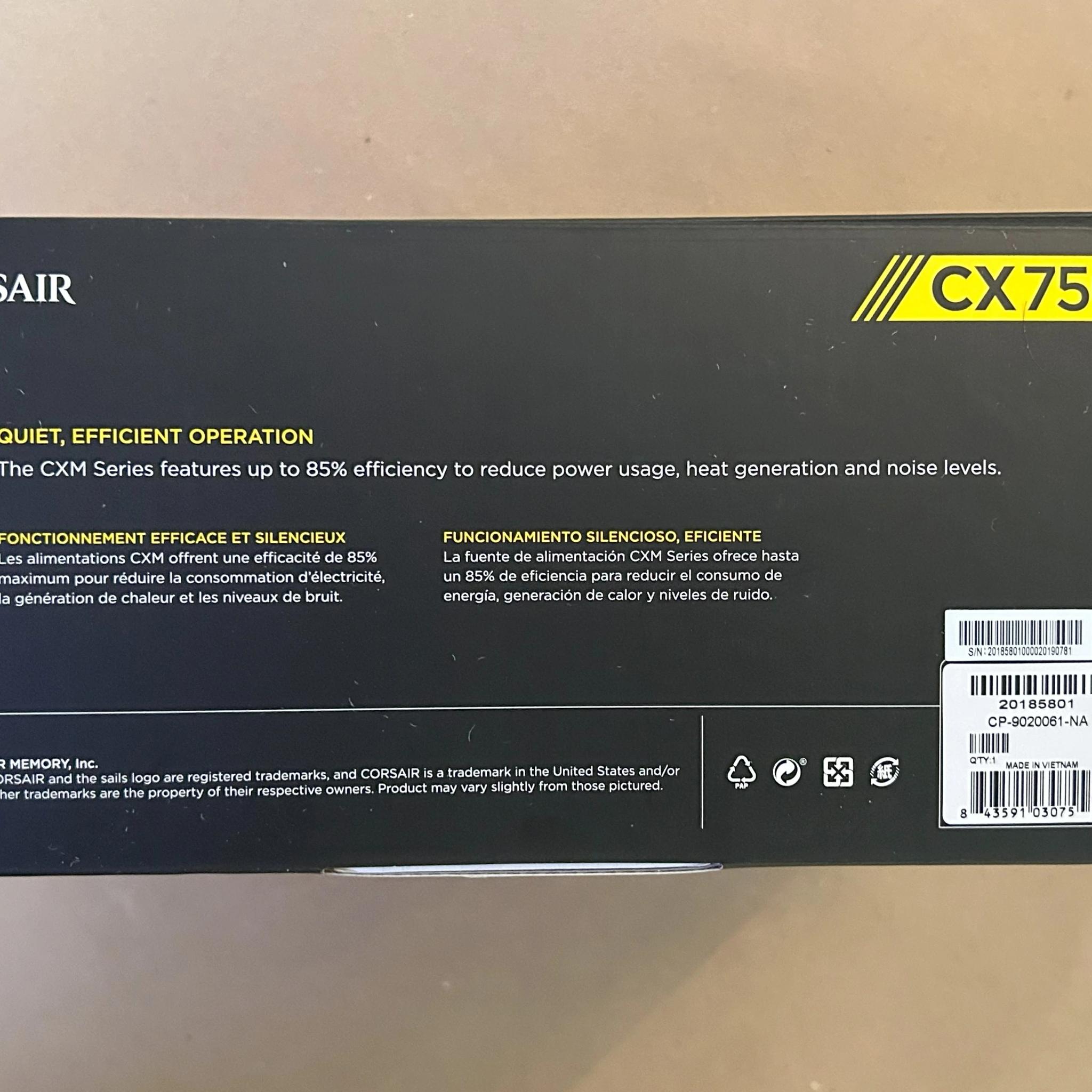 Corsair CXM 750 W 80+ Bronze Certified Semi-modular ATX Power Supply