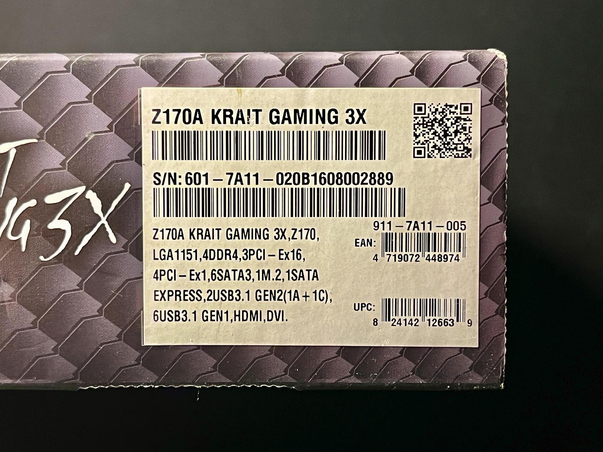 MSI Z170A KRAIT GAMING 3X ATX LGA1151 Motherboard