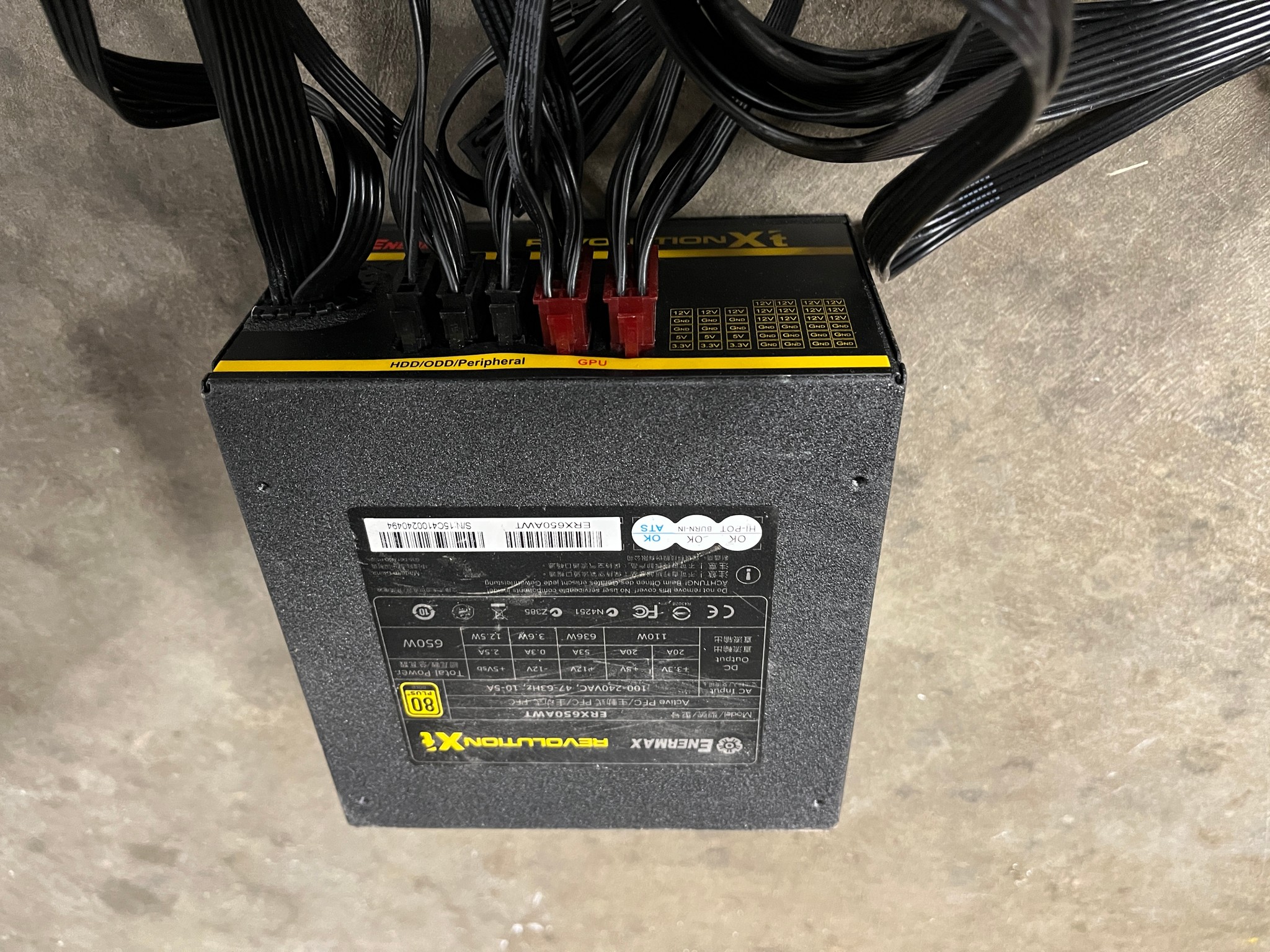 Lot of 6 ATX Desktop Power Supply 400w-1000w Cooler Master, EVGA, and More - Not Working, As‑Is