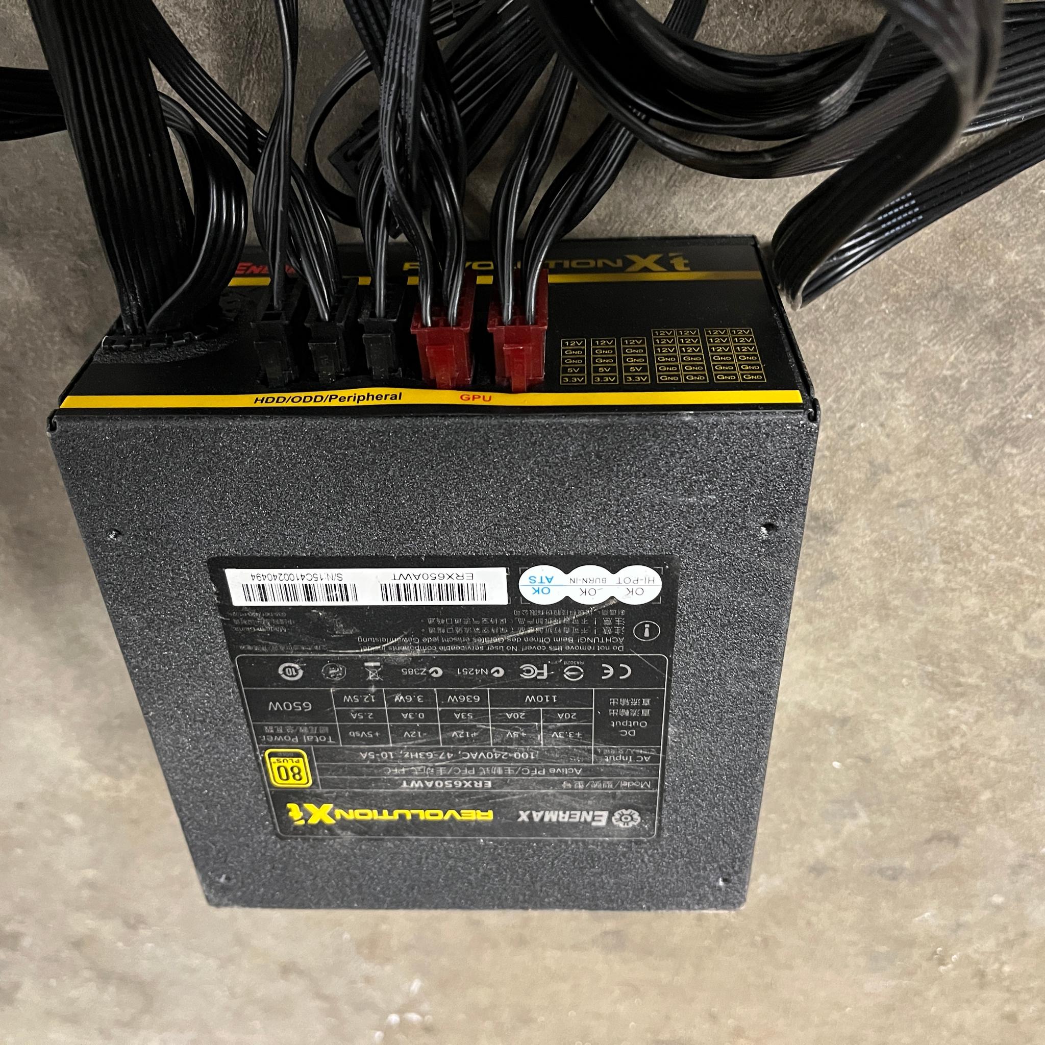 Lot of 6 ATX Desktop Power Supply 400w-1000w Cooler Master, EVGA, and More - Not Working, As‑Is