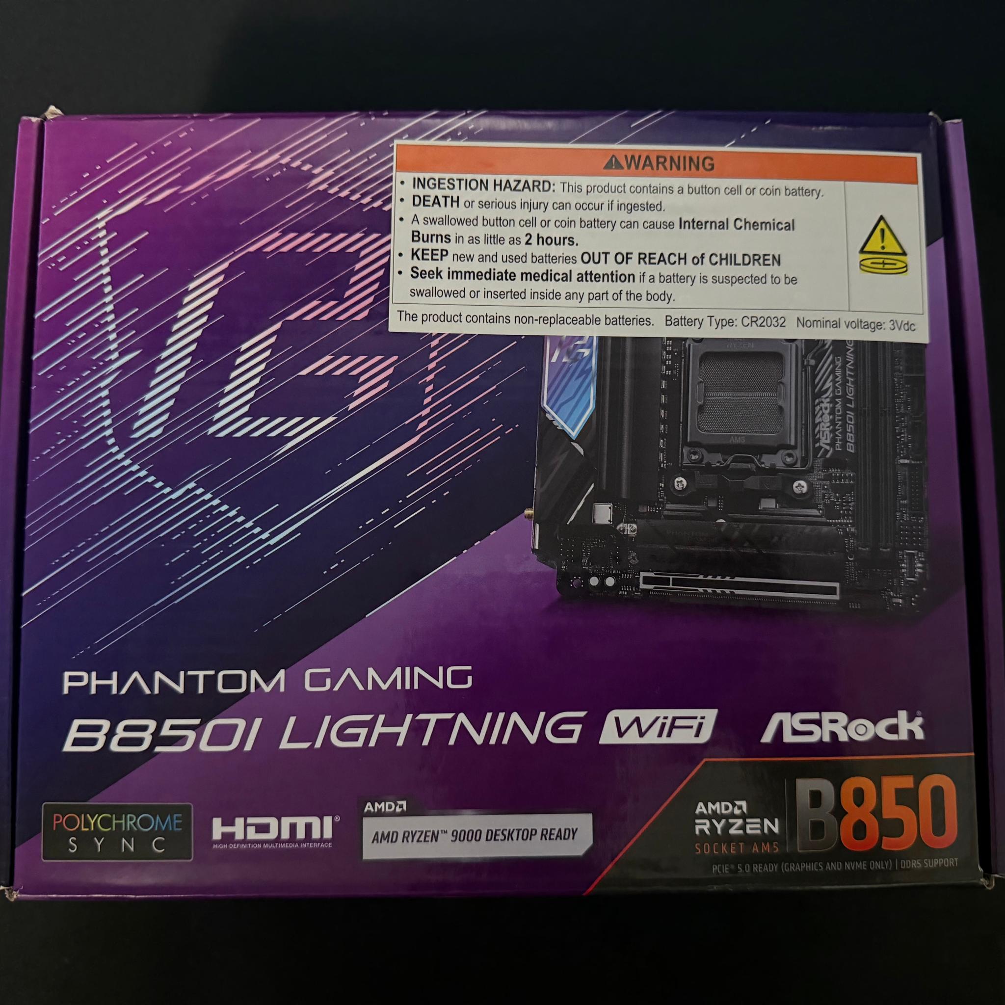 ASRock B850I Lightning WiFi AM5 Motherboard AMD B850 SATA 6Gb/S Mini ITX