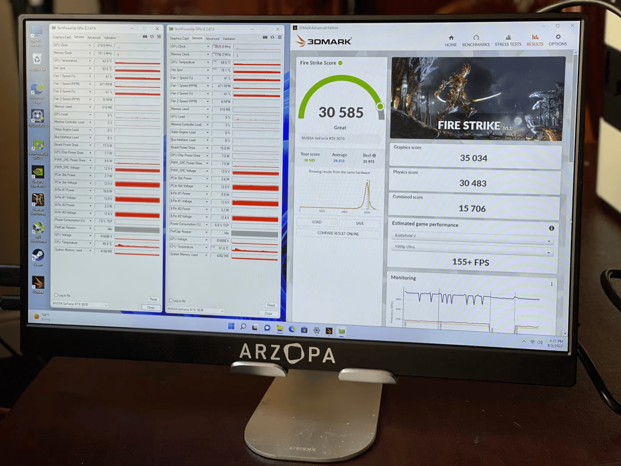 Ryzen 7 5800X, RTX 3070, 16GB 3600MHz, 1TB nvMe, ARGB fans, WiFi 6E