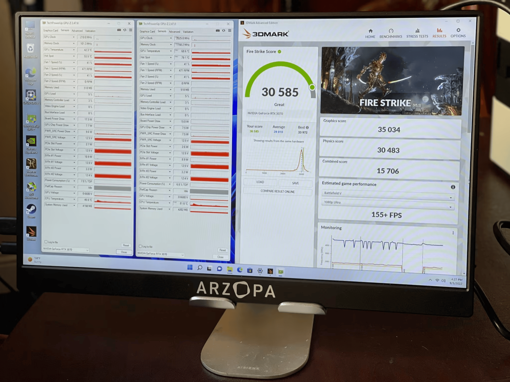 Ryzen 7 5800X, RTX 3070, 16GB 3600MHz, 1TB nvMe, ARGB fans, WiFi 6E