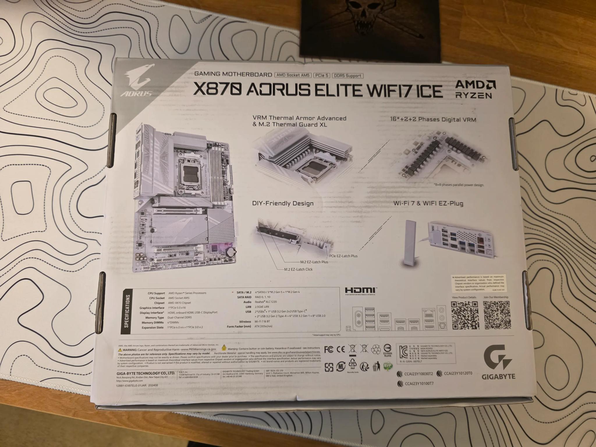 GIGABYTE X870 AORUS Elite WIFI7 ICE AMD AM5 Motherboard, ATX, DDR5, PCIe 5.0, 2.5GbE LAN