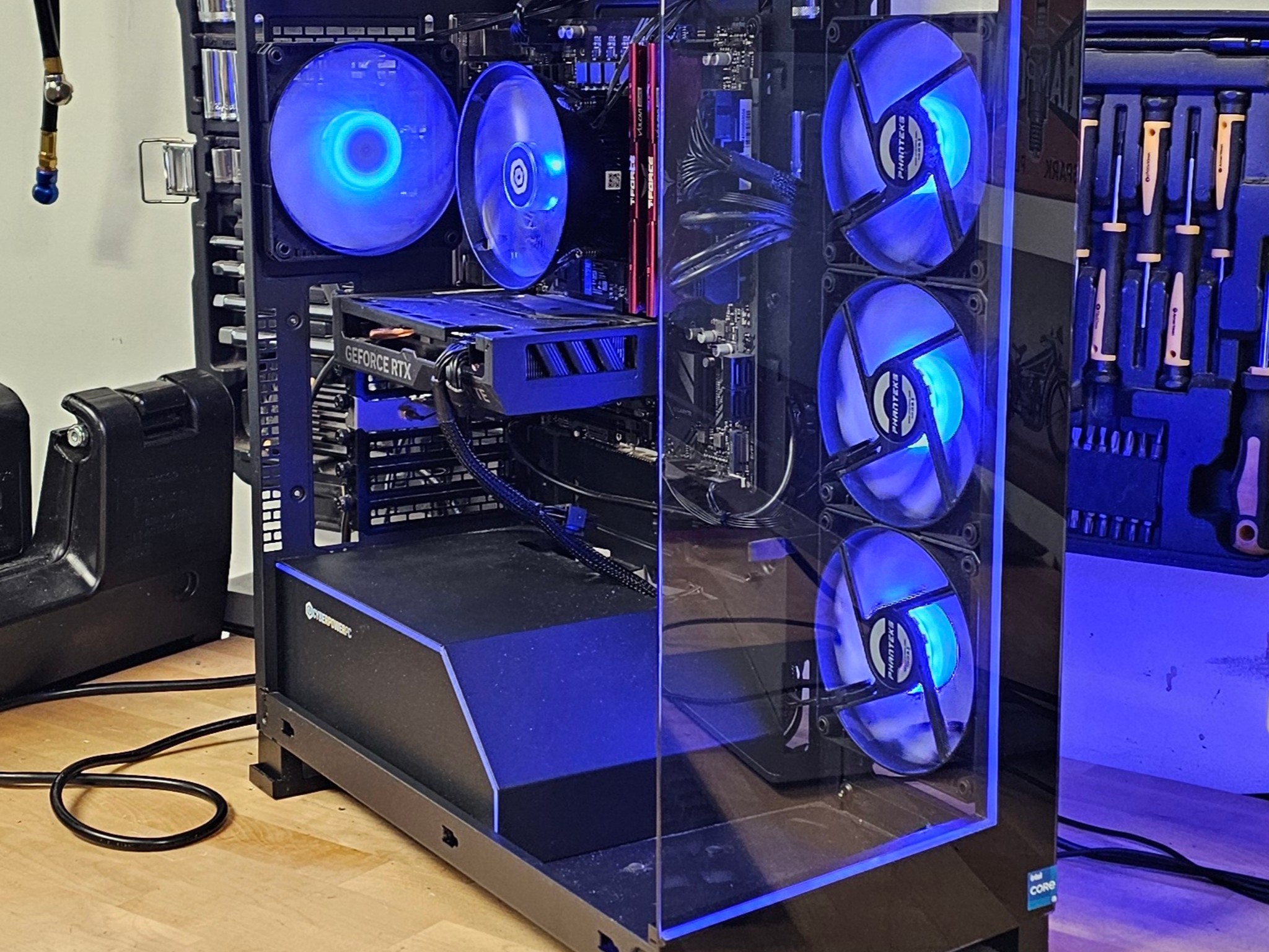 CyberPowerPC ATX PC Case with Tempered Glass and 4 RGB Fans