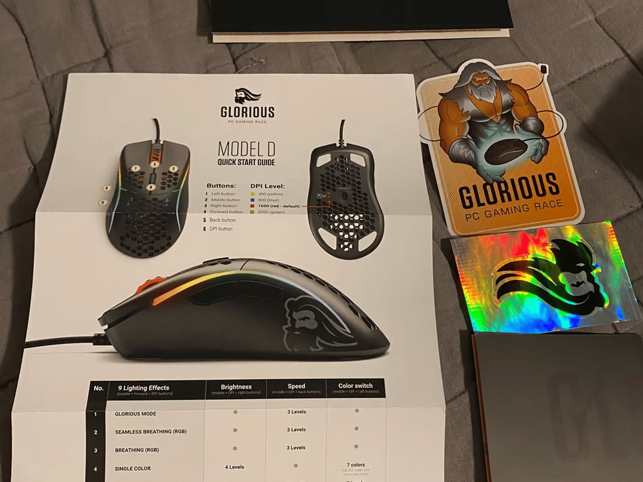 Glorious Model D Wired Mouse w/ Original Contents and Stickers