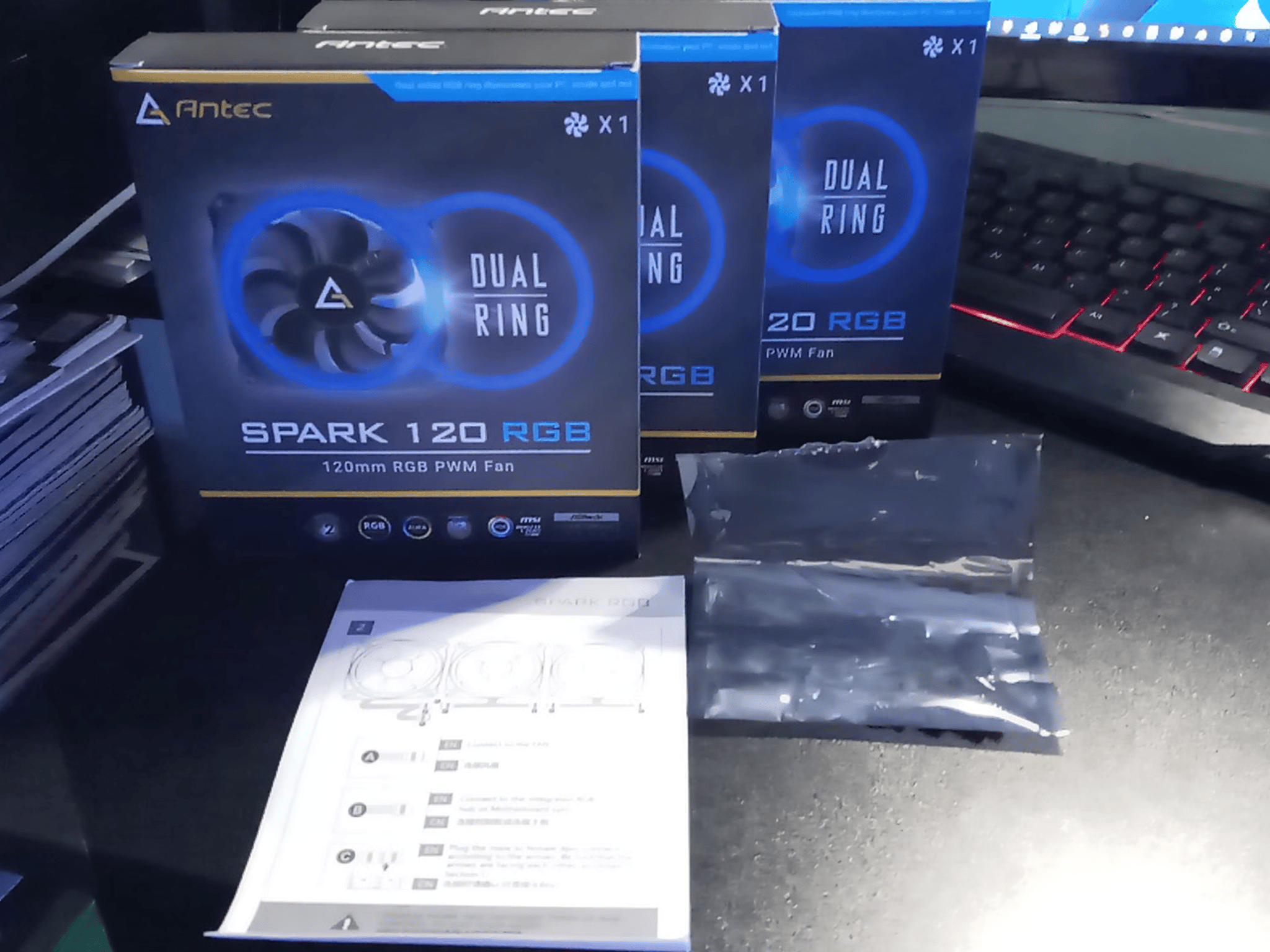 Antec RGB Fans, 120mm Case Fan, RGB High Performance PC Fan, 4-Pin RGB, Spark Series, 3 Packs.