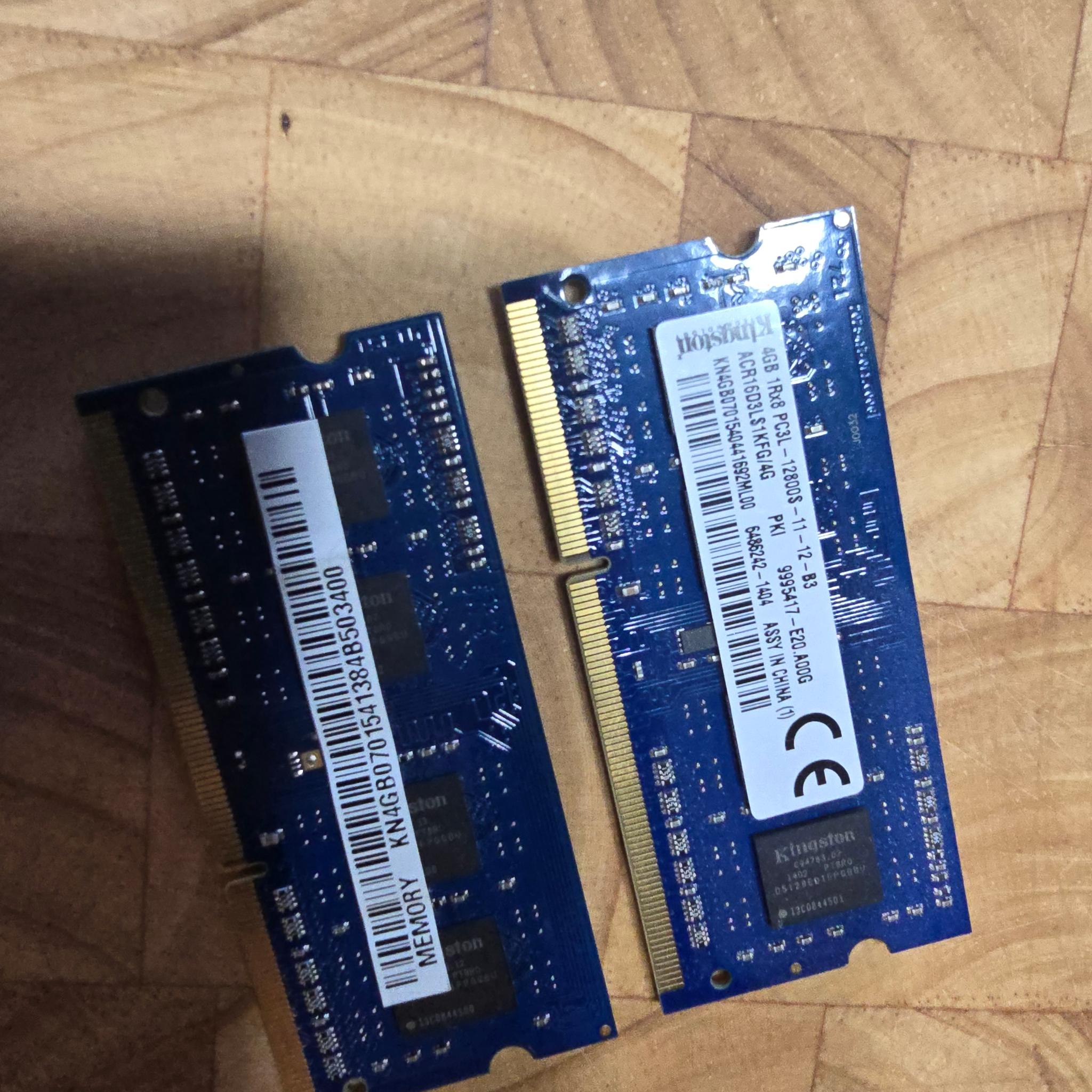 Kingston 4GB x 2 1600MHz PC3-12800 1.35V SODIMM DDR3L Memory 2-4gb sticks=8gb