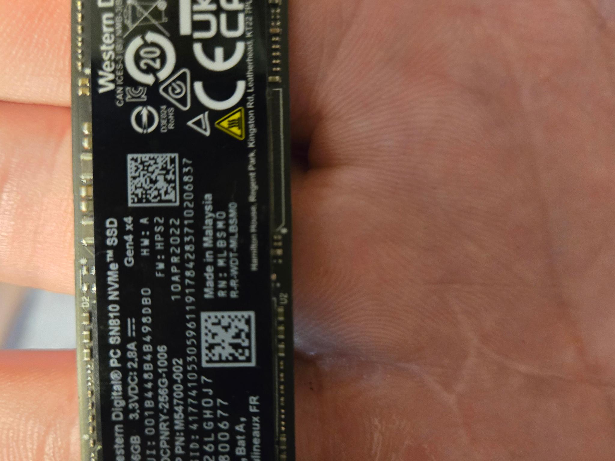Western Digital 256gb NVMe SSD