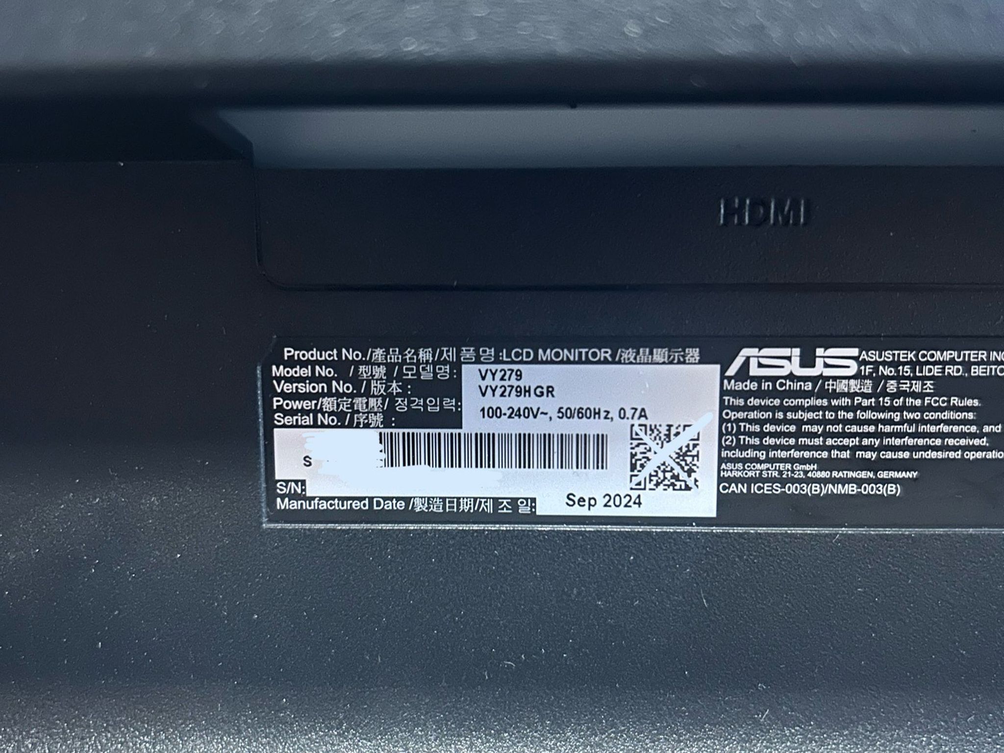 ASUS 24" Full HD (1920 x 1080) 120Hz Gaming Monitor (VY249HGR)