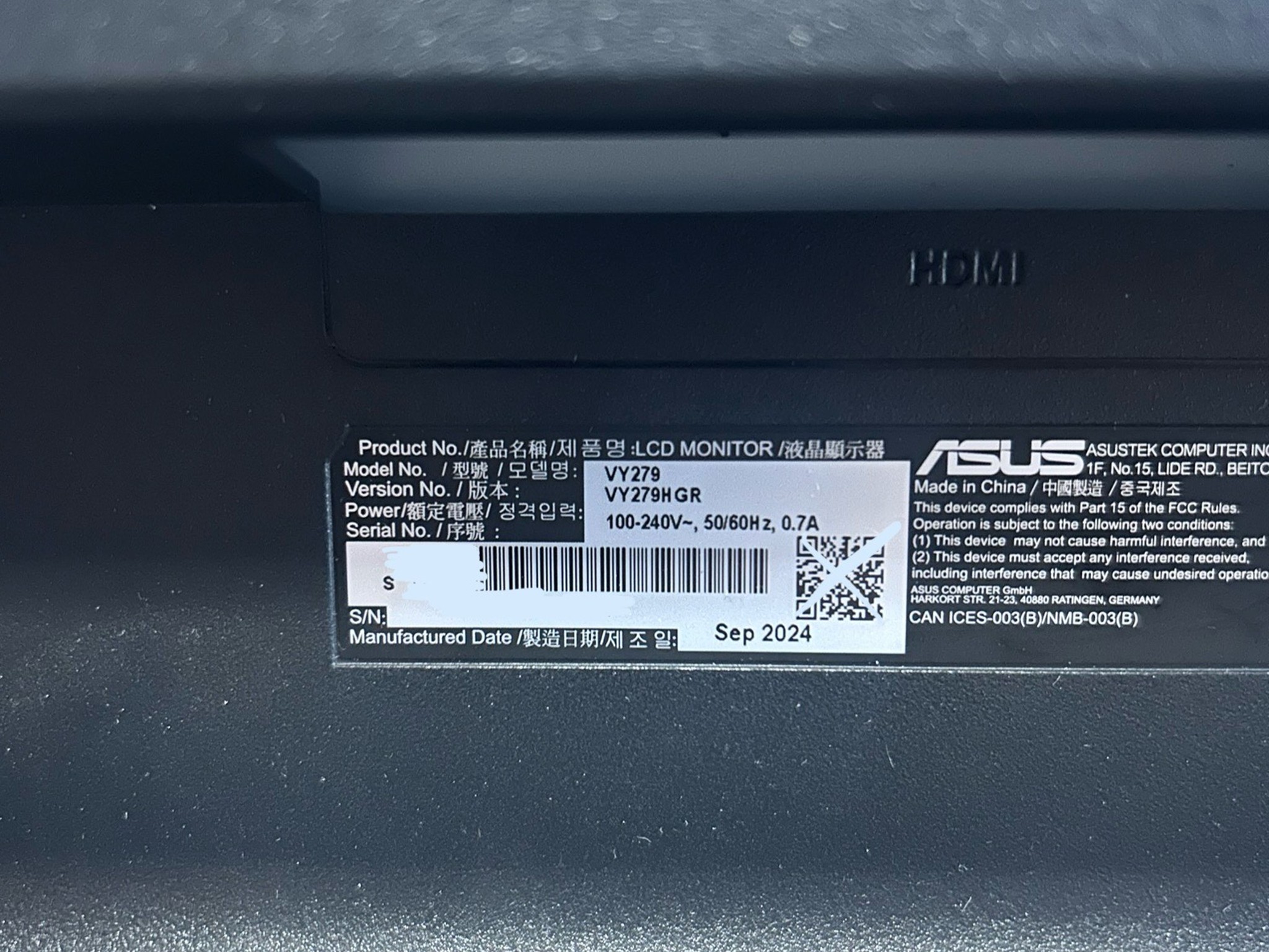 ASUS 24" Full HD (1920 x 1080) 120Hz Gaming Monitor (VY249HGR)