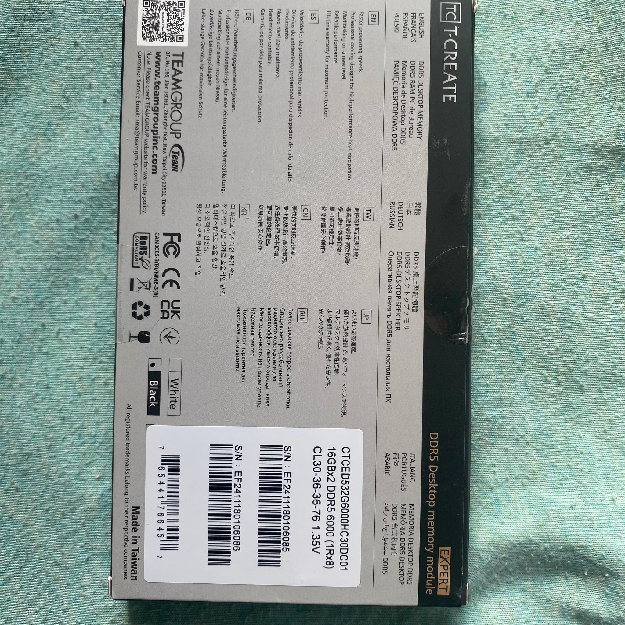32GB (2x16GB) DDR5 6000 CL30 T-Create RAM Kit