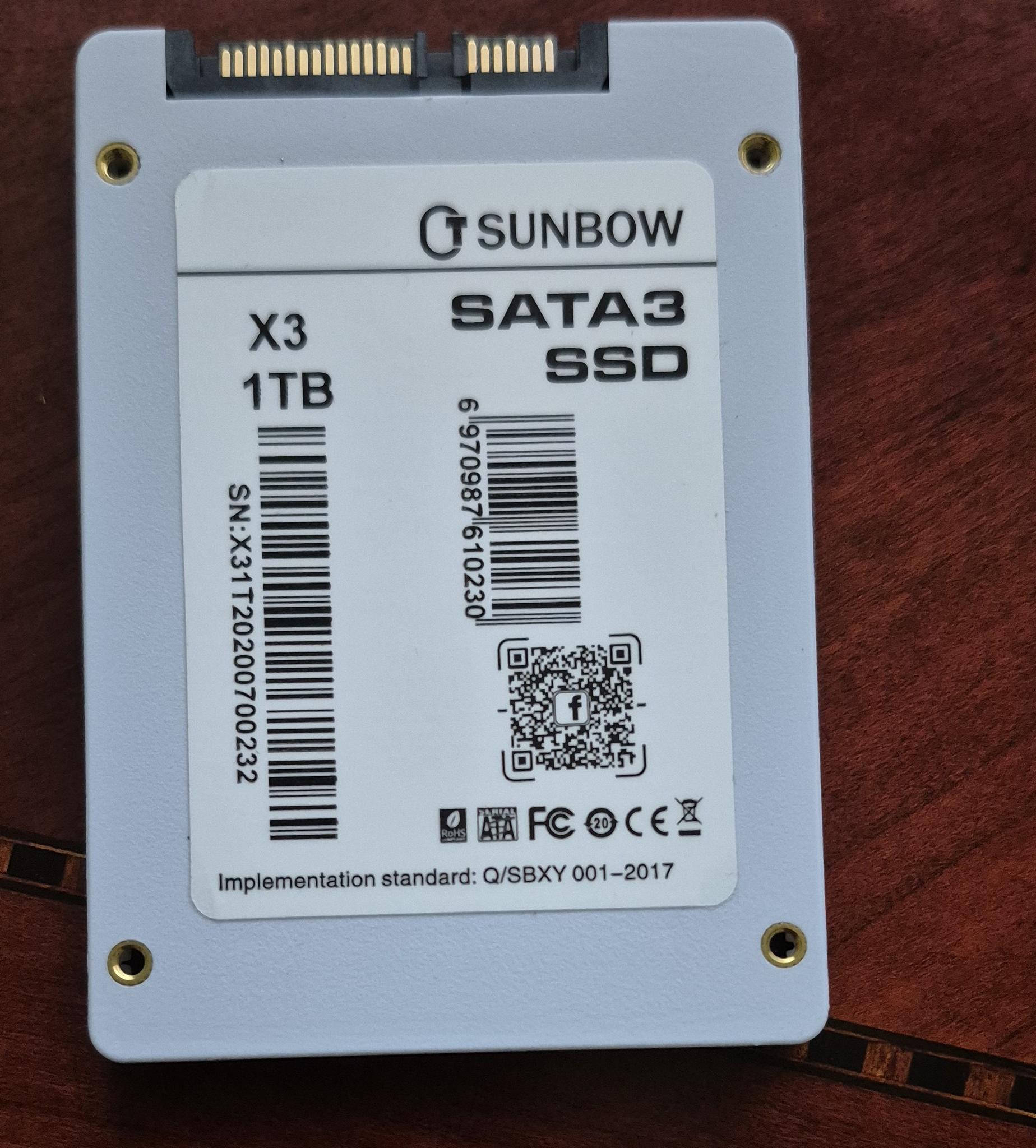 1TB Sunbow SSD 3d NAND 1024m Cache Performance Boost SATA III