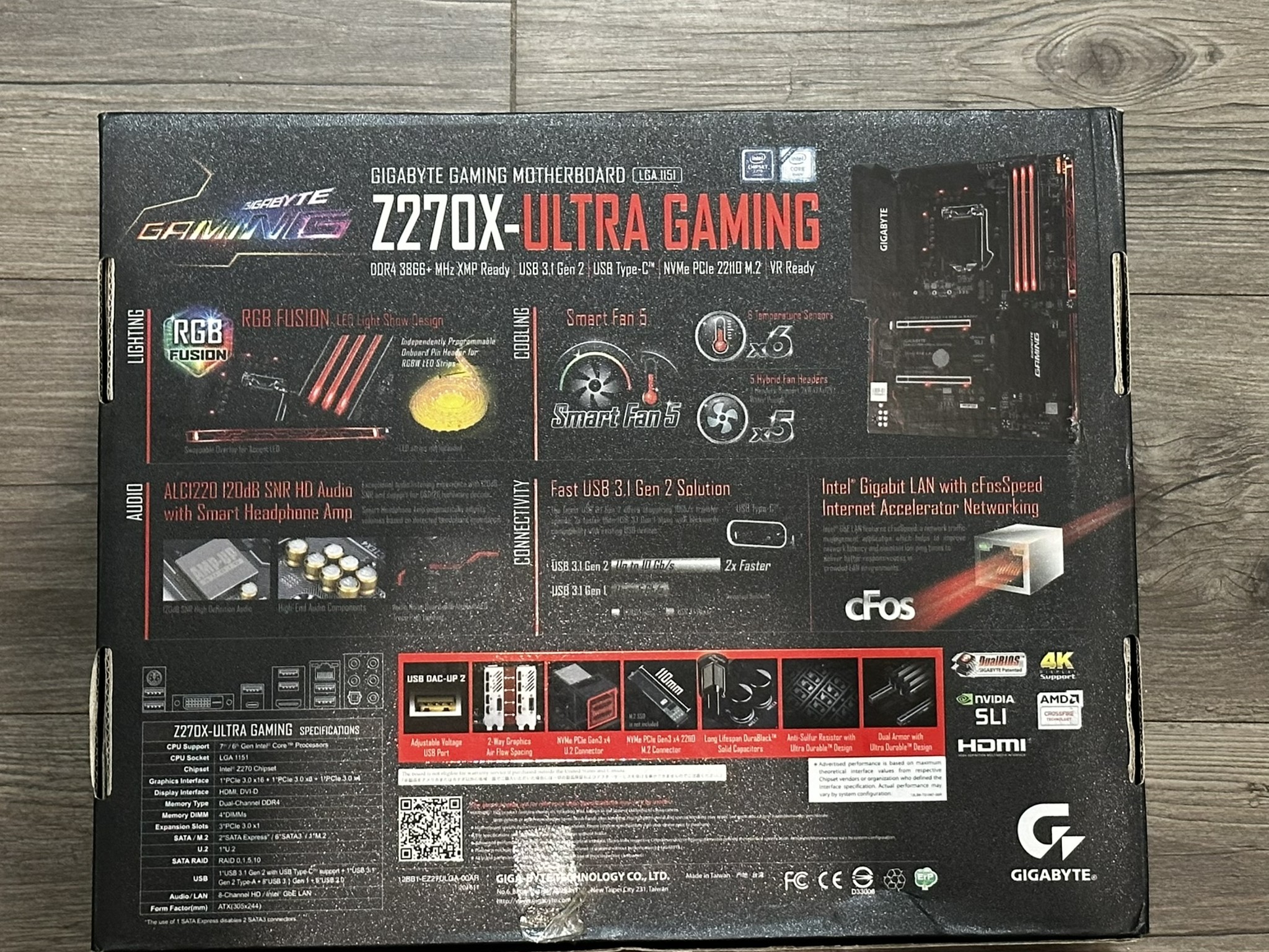 Gigabyte GA-Z270X Ultra Gaming Motherboard - LGA 1151, DDR4, USB 3.1, RGB Fusion