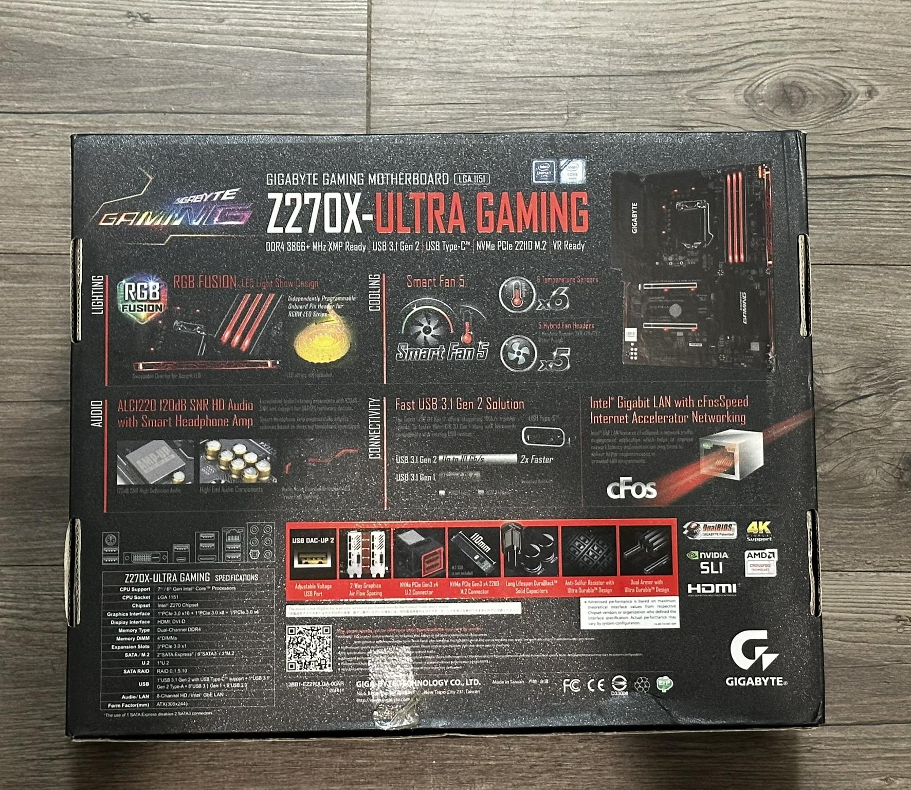 Gigabyte GA-Z270X Ultra Gaming Motherboard - LGA 1151, DDR4, USB 3.1, RGB Fusion