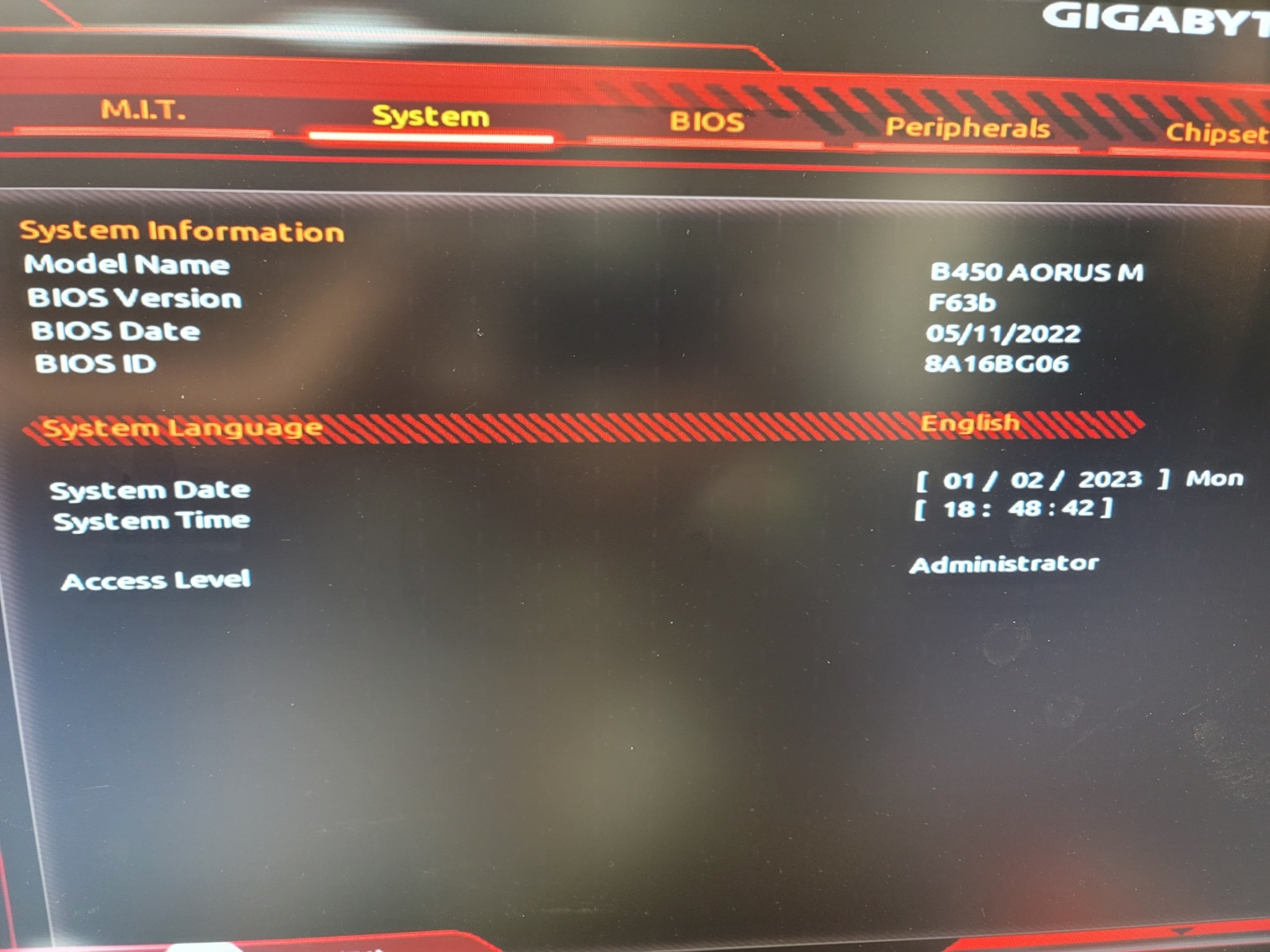 GIgabyte B450 Aourus M Micro ATX MOBO with latest bios