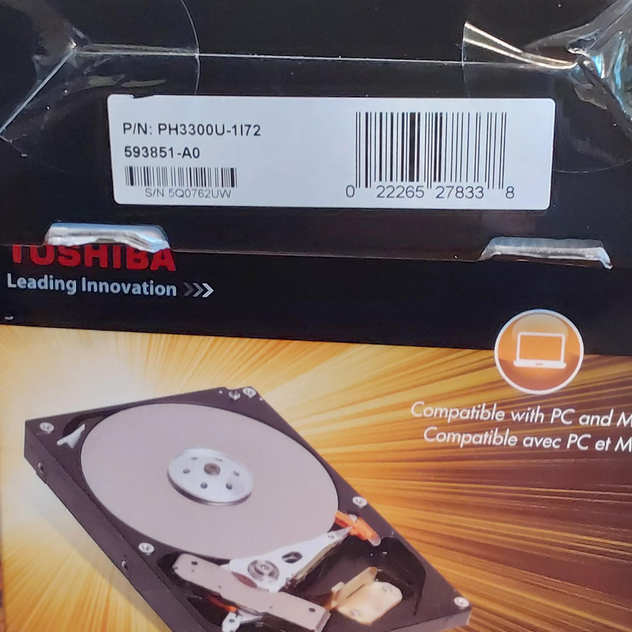 NEW TOSHIBA 3TB 7200 RPM 64MB Cache SATA 6.0Gb/s 3.5" Internal Hard Drive -Retail Kit PH3300U-1I72