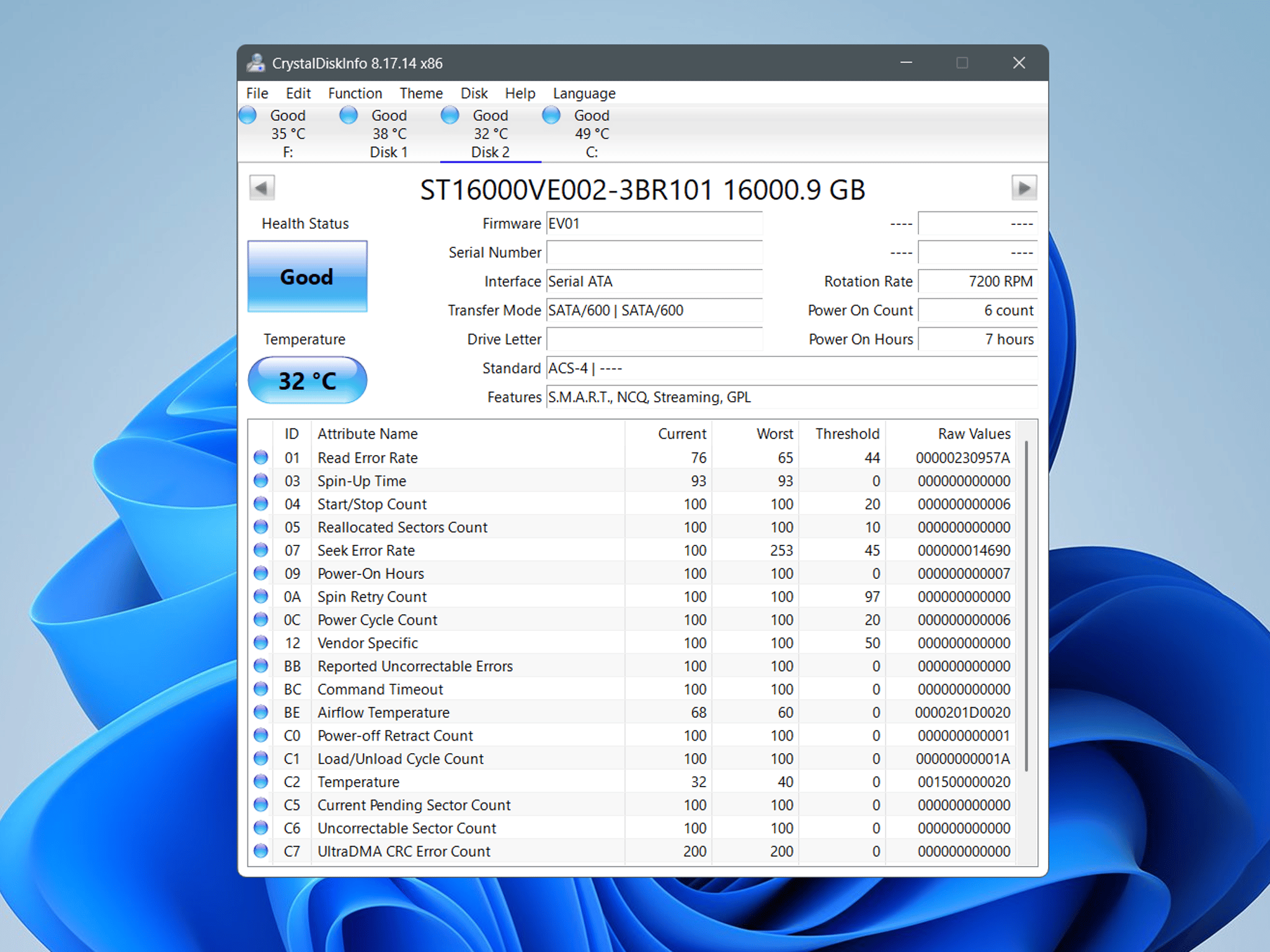 Seagate Skyhawk AI Video 16TB 3.5" SATA Hard Drive (ST16000VE002)