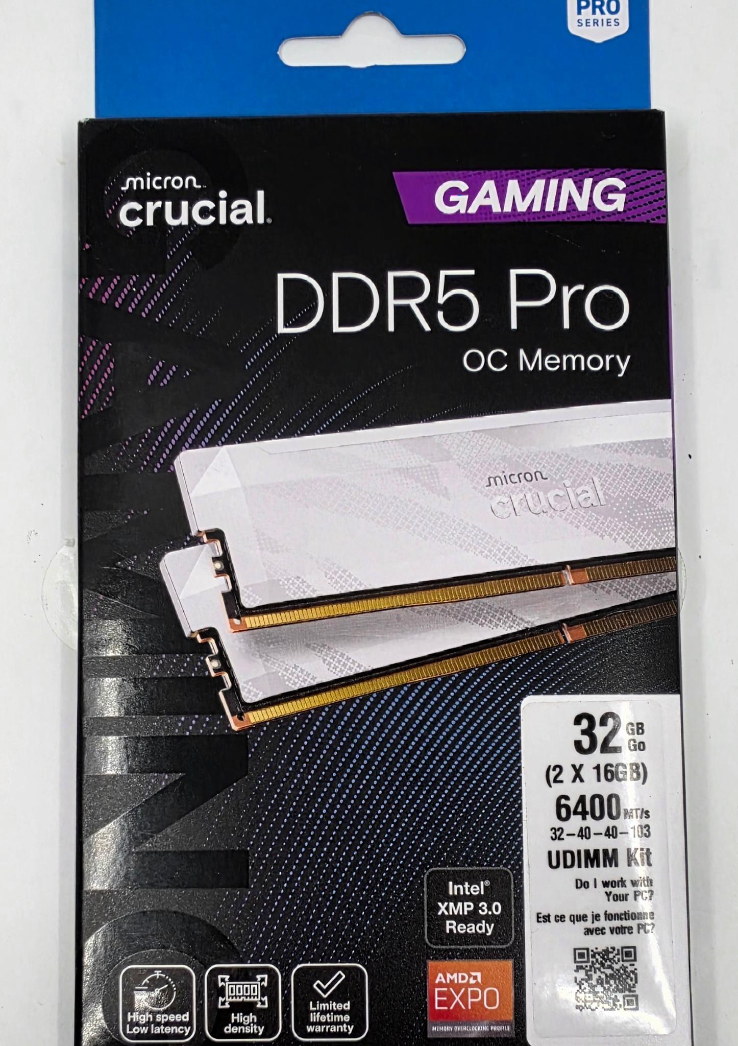 Crucial Pro Overclocking 32GB DDR5-6000 (2x16GB) New Sealed RAM KIT