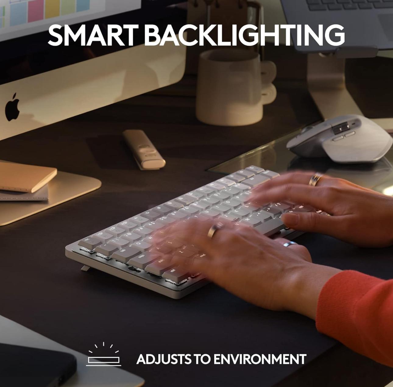 Logitech MX Mechanical Mini Wireless Illuminated Keyboard, Low-Profile Switches, Tactile Quiet Keys,