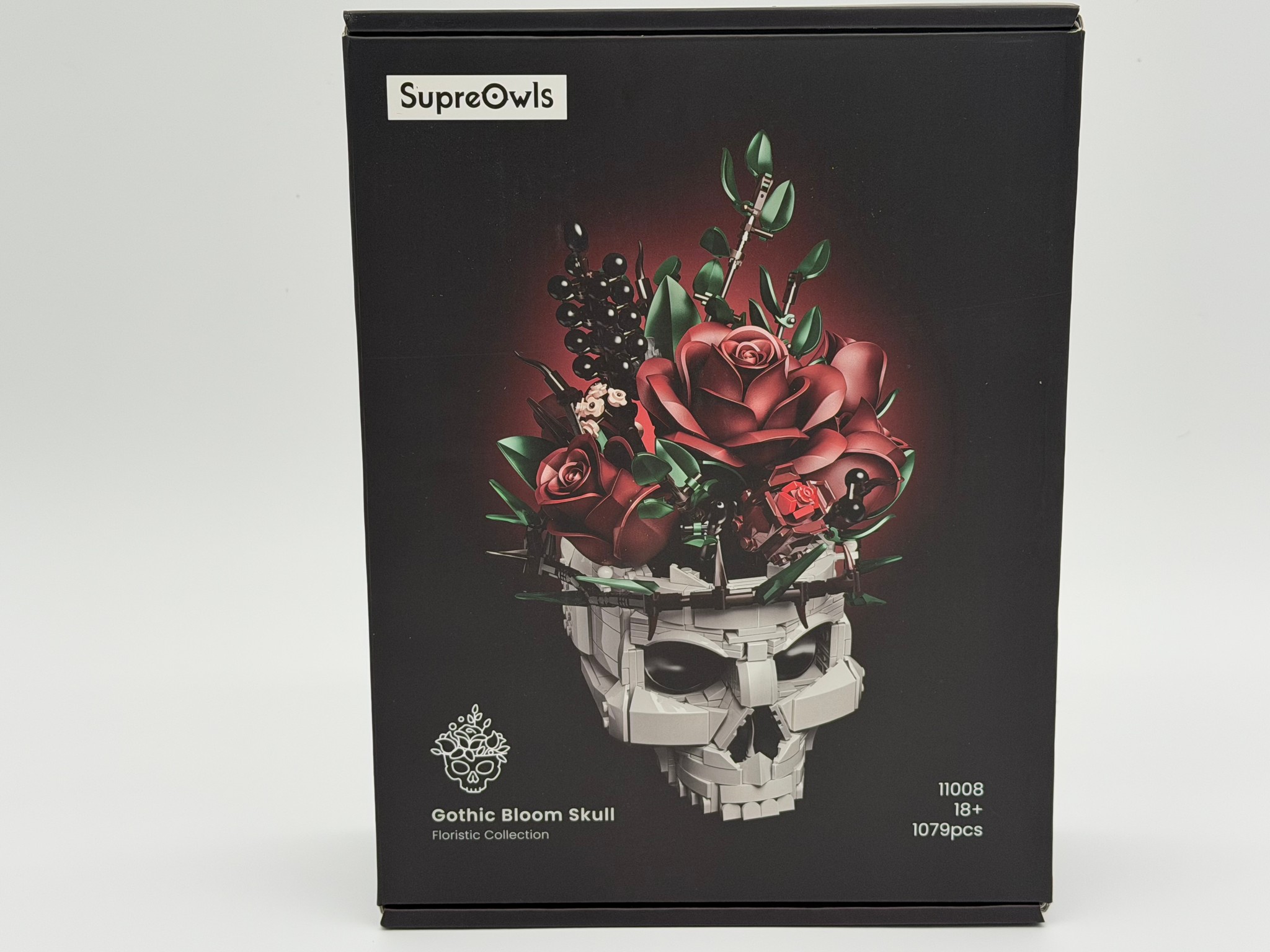 SupreOwls Gothic Skull Red Rose Bouquet Building Block Set – Sealed Retail Box