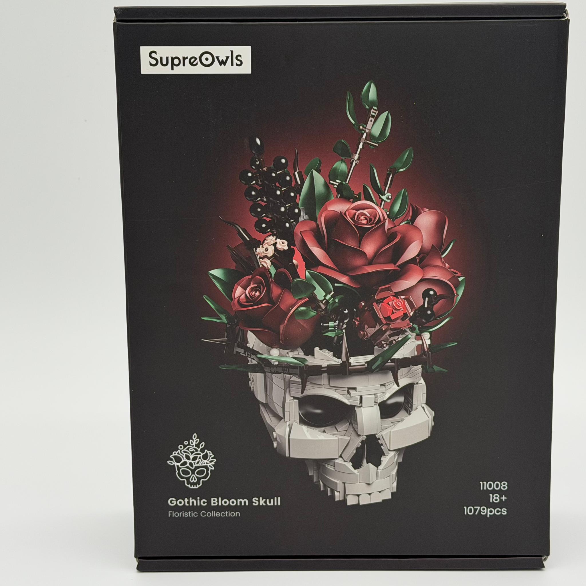 SupreOwls Gothic Skull Red Rose Bouquet Building Block Set – Sealed Retail Box