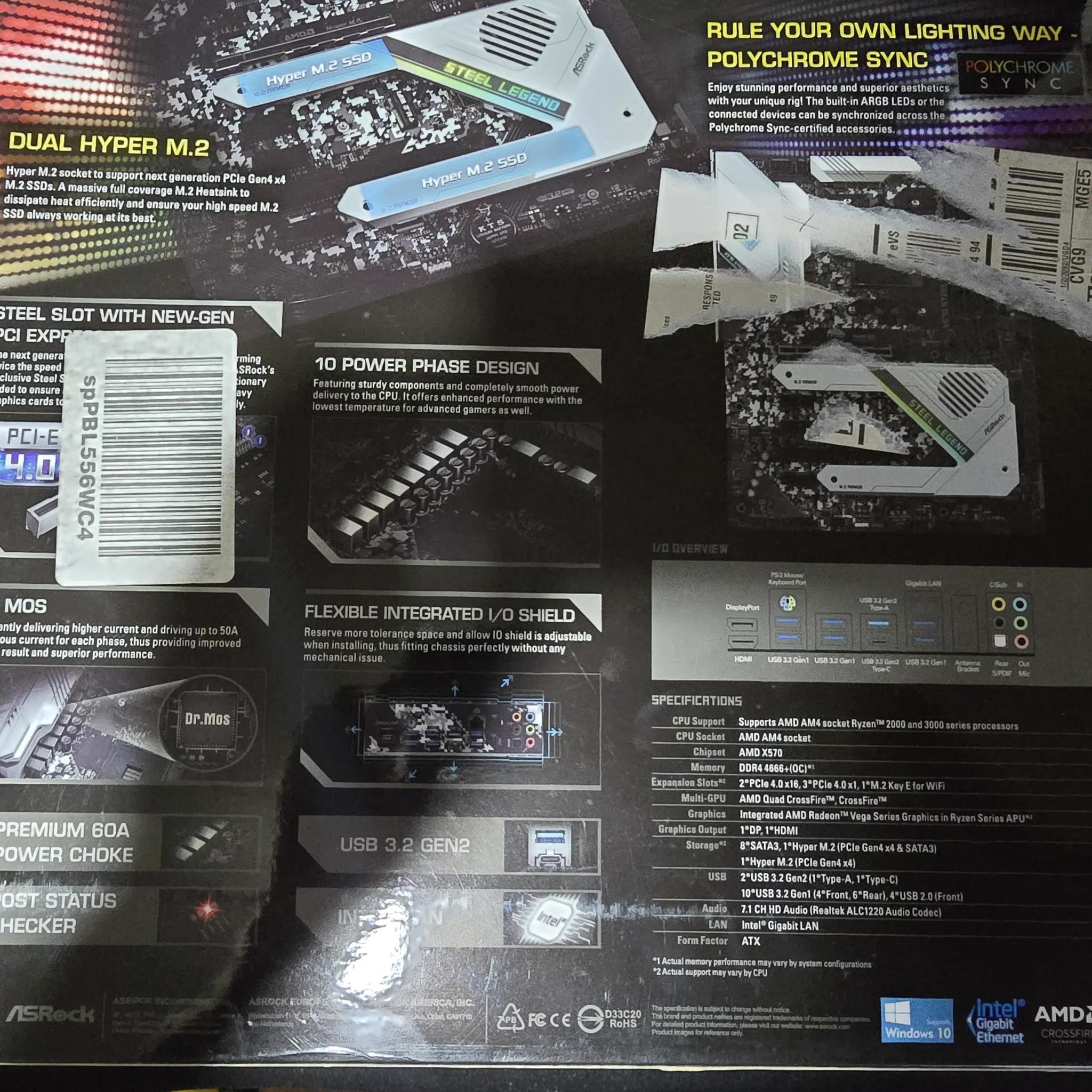 X570 Asrock Steel Legend AM4 motherboard