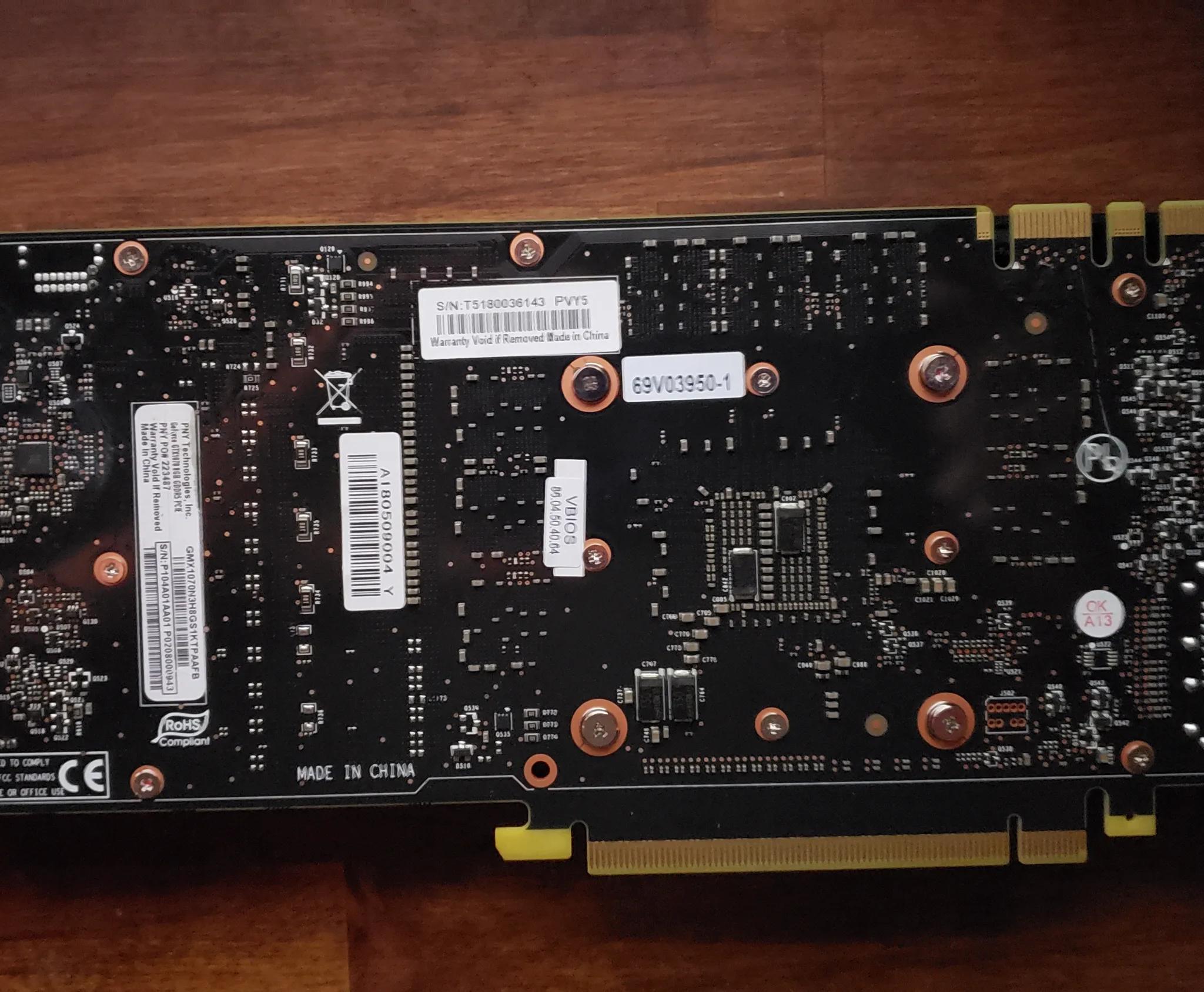 PNY GTX 1070 graphics card with 8gb memory
