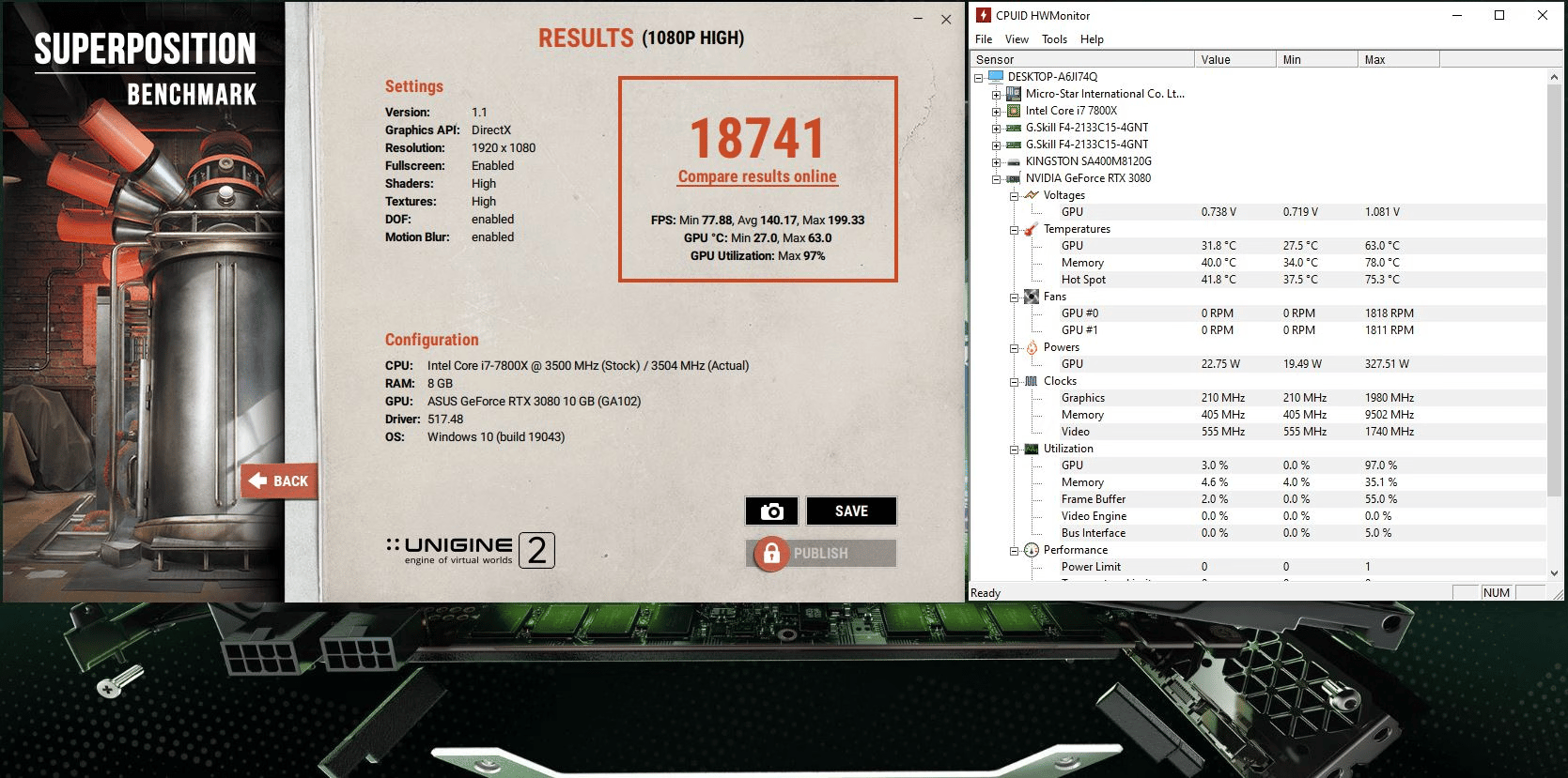 Asus TUF Gaming GeForce RTX 3080 10GB GDDR6X PCIe 4.0 x16 Desktop GPU TUF-RTX3080-10G-GAMING-PD