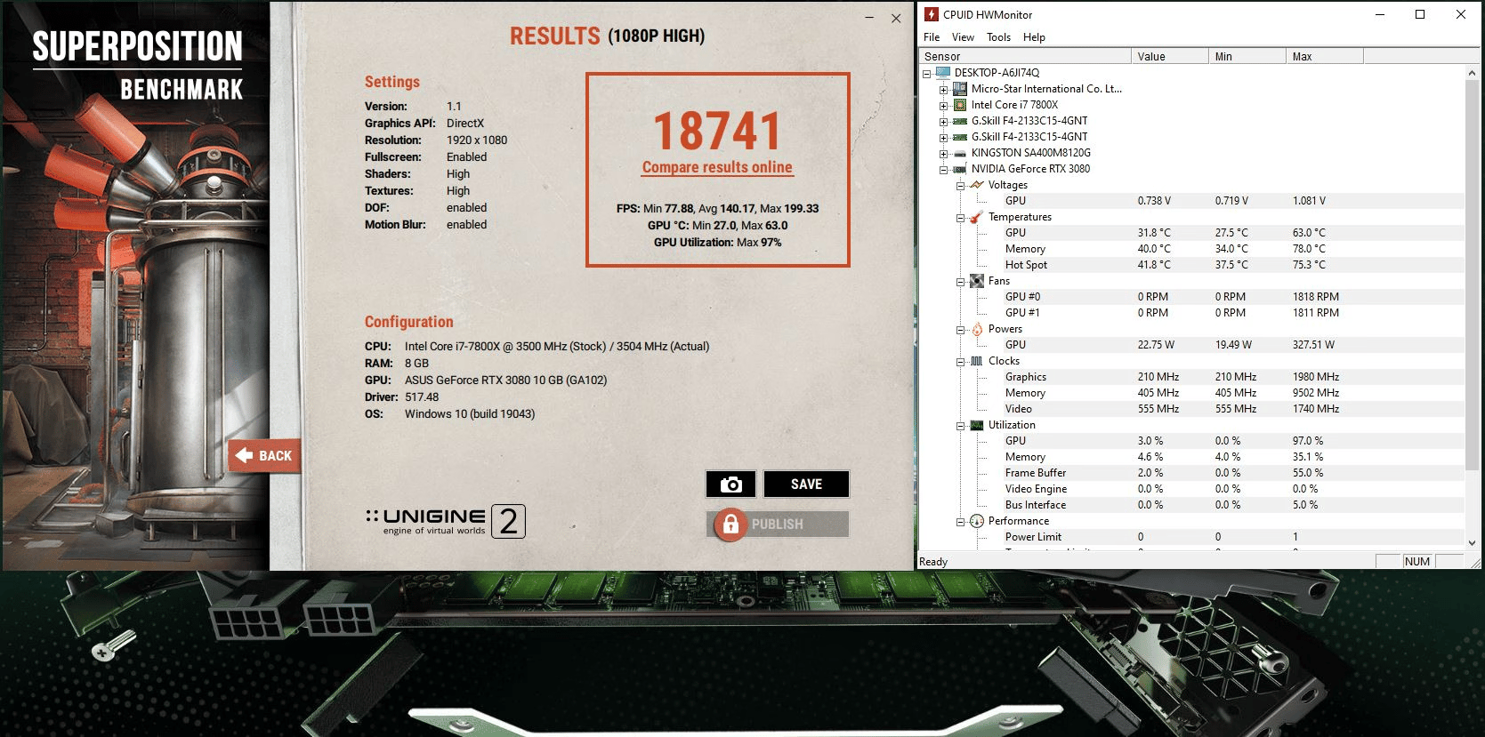 Asus TUF Gaming GeForce RTX 3080 10GB GDDR6X PCIe 4.0 x16 Desktop GPU TUF-RTX3080-10G-GAMING-PD