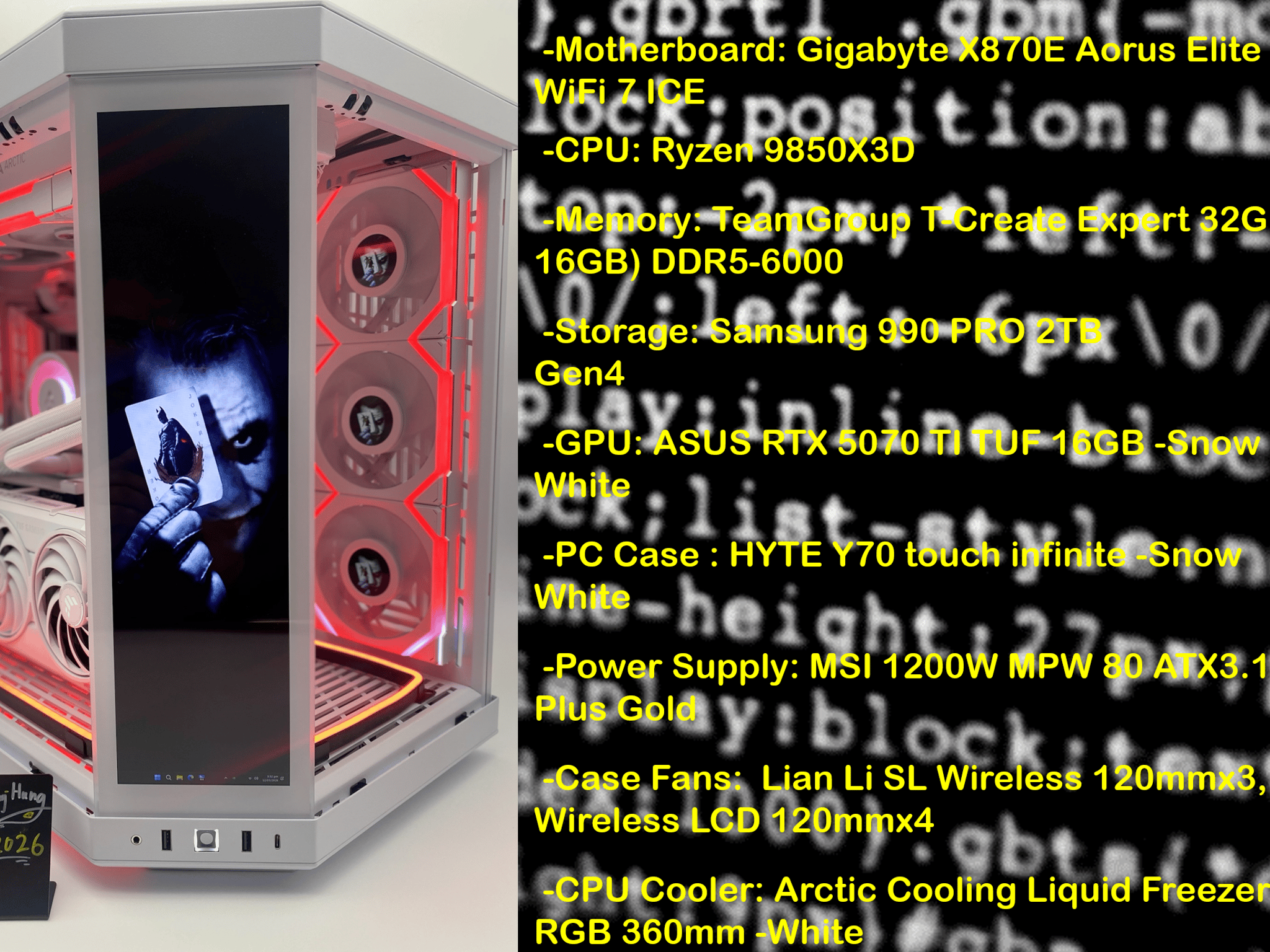 "White  So Serious?" | R7 9850X3D | Asus 5070Ti | TeamGroup DDR5 32GB | 2TB Storage