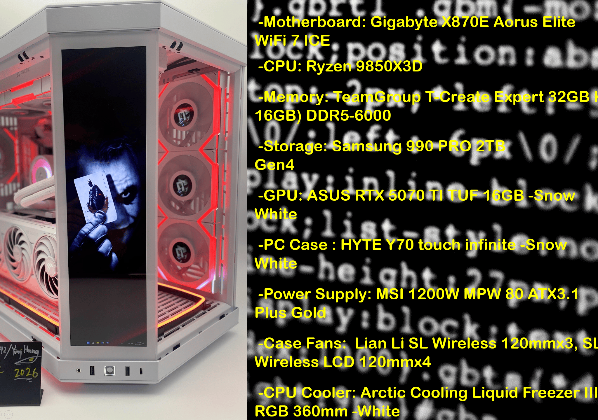 "White  So Serious?" | R7 9850X3D | Asus 5070Ti | TeamGroup DDR5 32GB | 2TB Storage