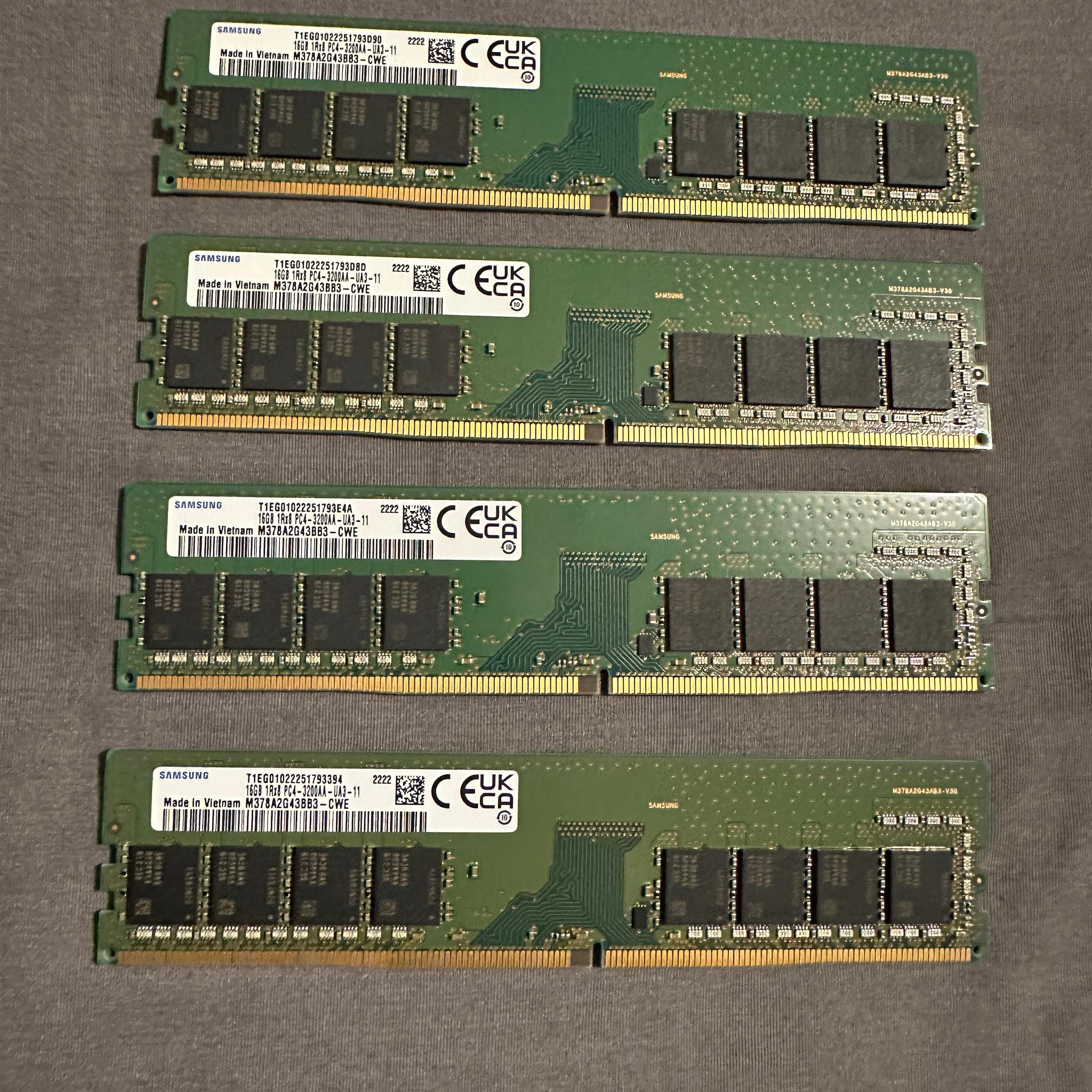 Samsung DDR4 3200mhz 4x16gb sticks