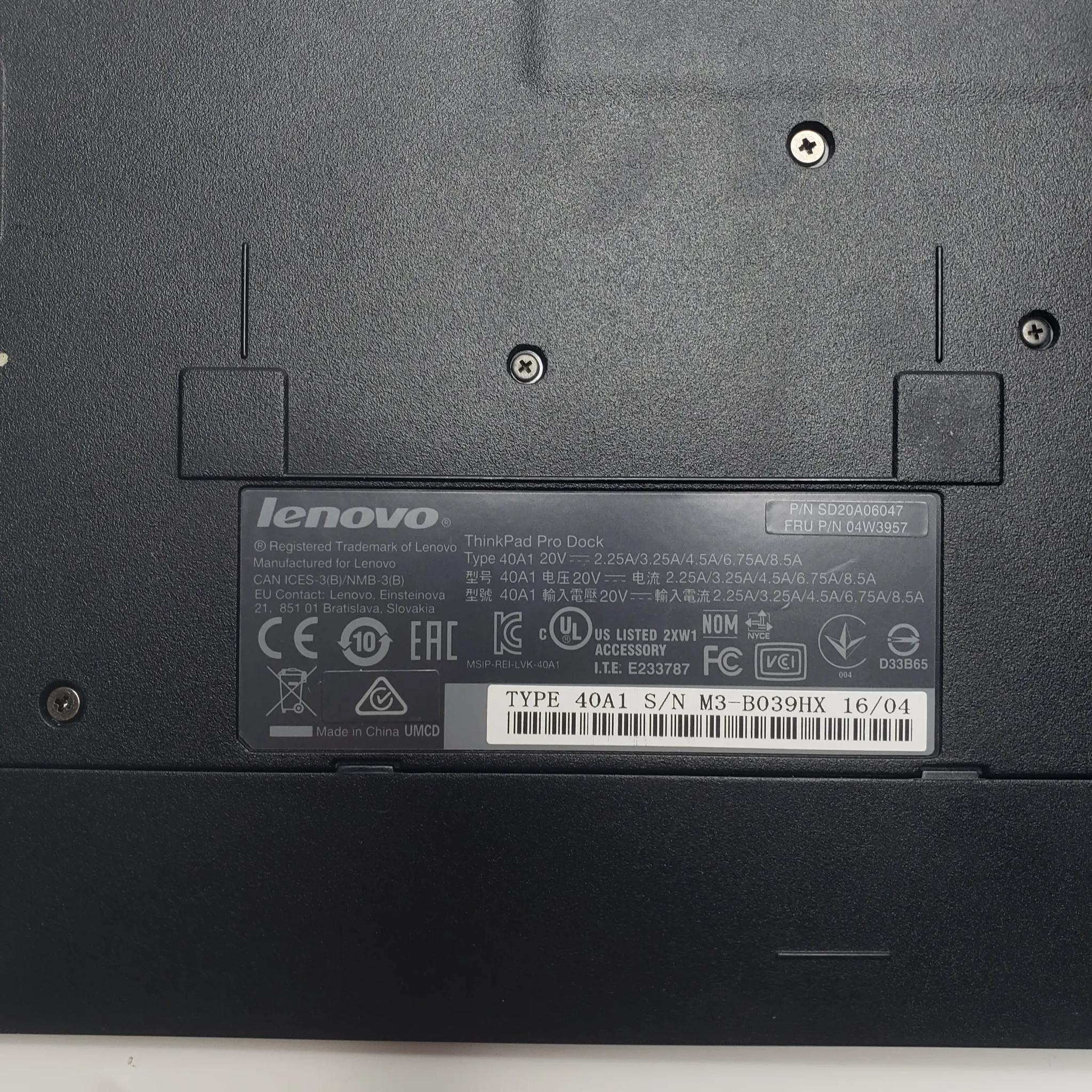 Lenovo ThinkPad Pro Docking Station 40A1 with Original 90W Lenovo Charger NO KEY