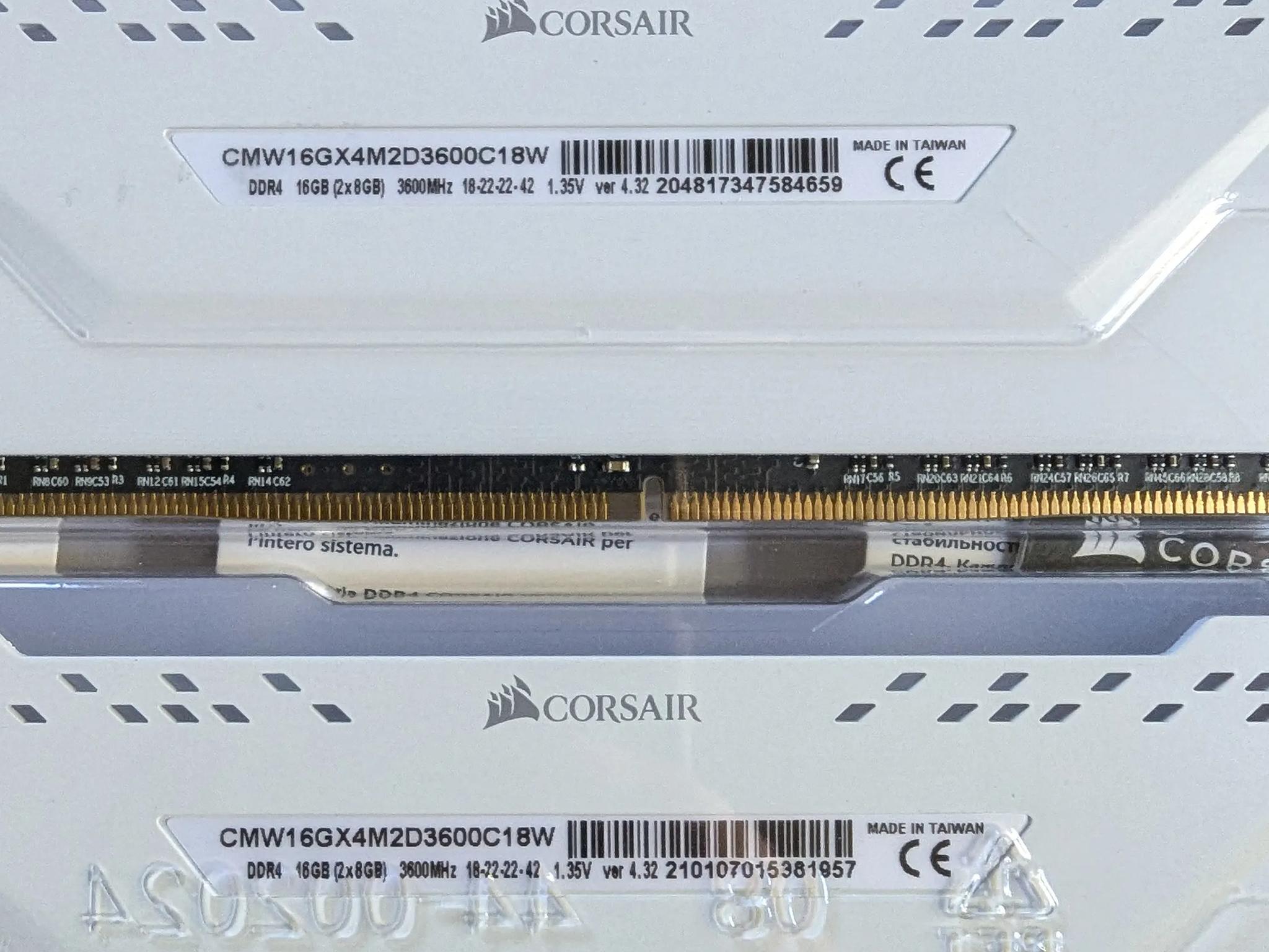 2 packs of 2X8gb (32 GB TOTAL) Corasair Vengence RGB Pro 3600MHZ