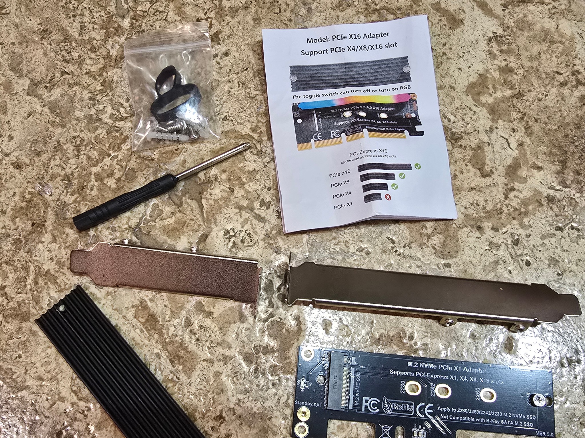 M.2 NVME to PCIe 3.0/4.0 x4 Adapter NVME/AHCI SSD to PCIe Expansion Card with Aluminum Heatsink