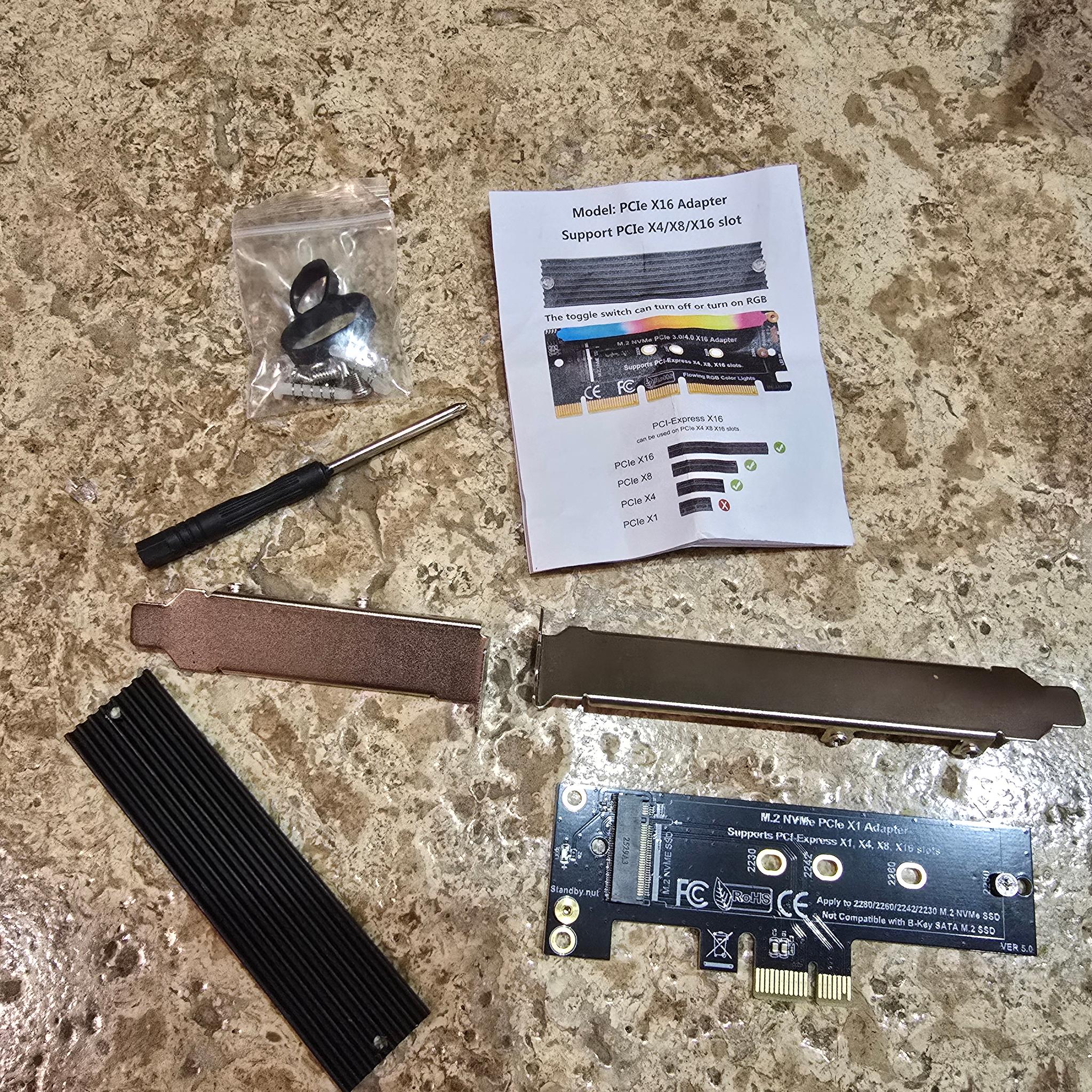 M.2 NVME to PCIe 3.0/4.0 x4 Adapter NVME/AHCI SSD to PCIe Expansion Card with Aluminum Heatsink