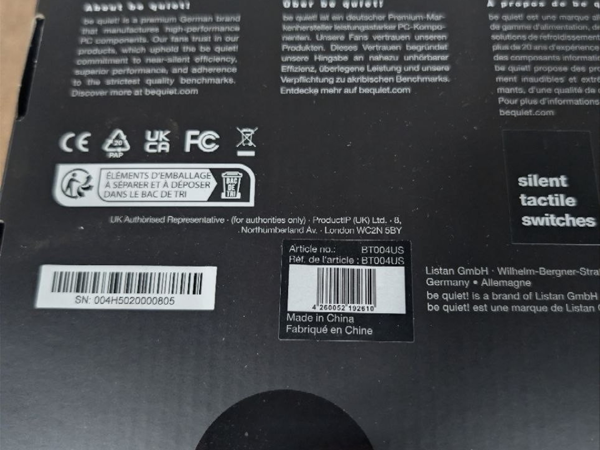 Be Quiet! Light Mount Silent Linear Mechanical Keyboard USB QWERTY