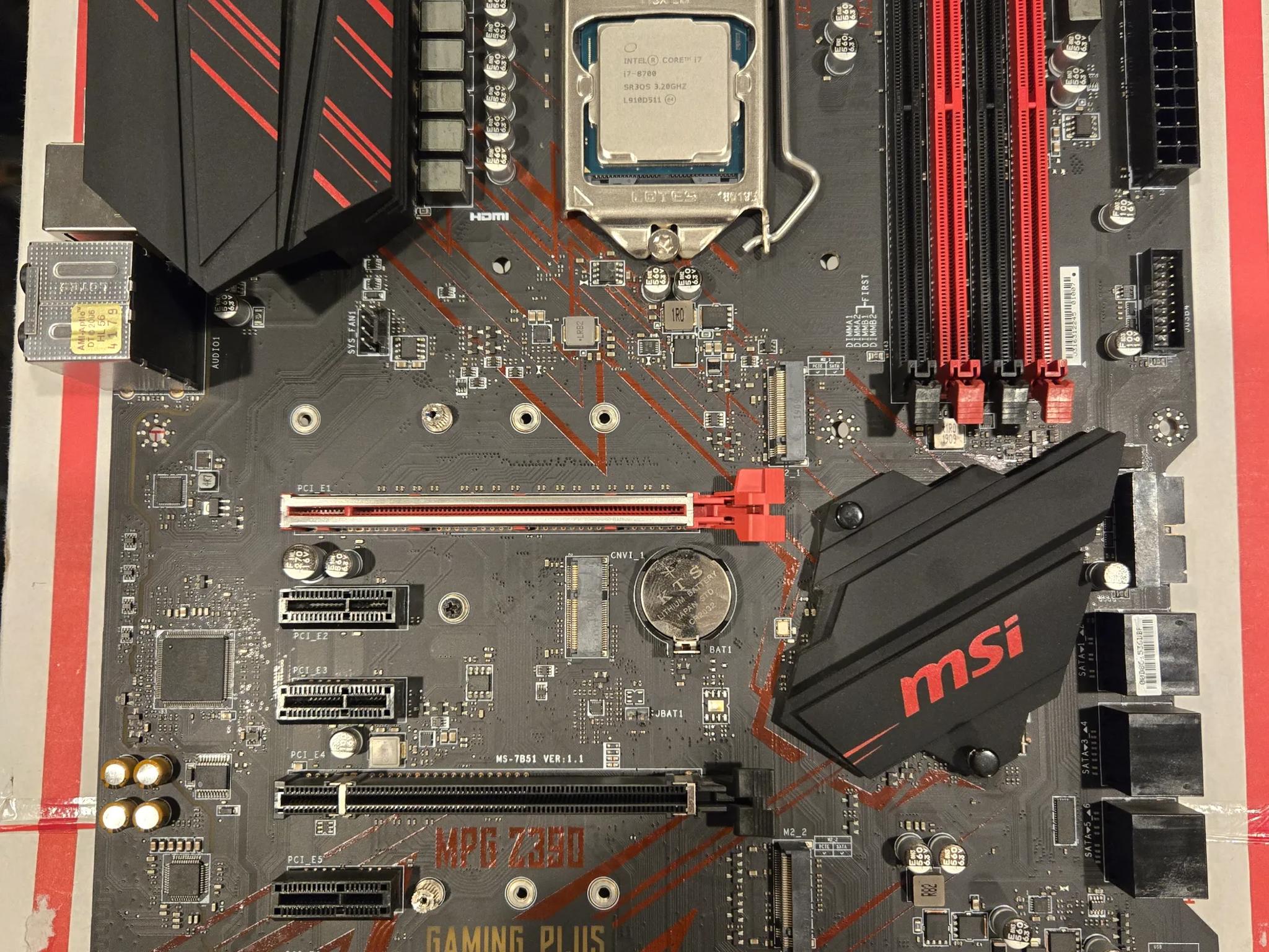 4 Item Bundle - Intel i7 - MSI MPG Z390 Gaming Plus - Intel CPU Cooler - Asus WIFI Card - All Tested