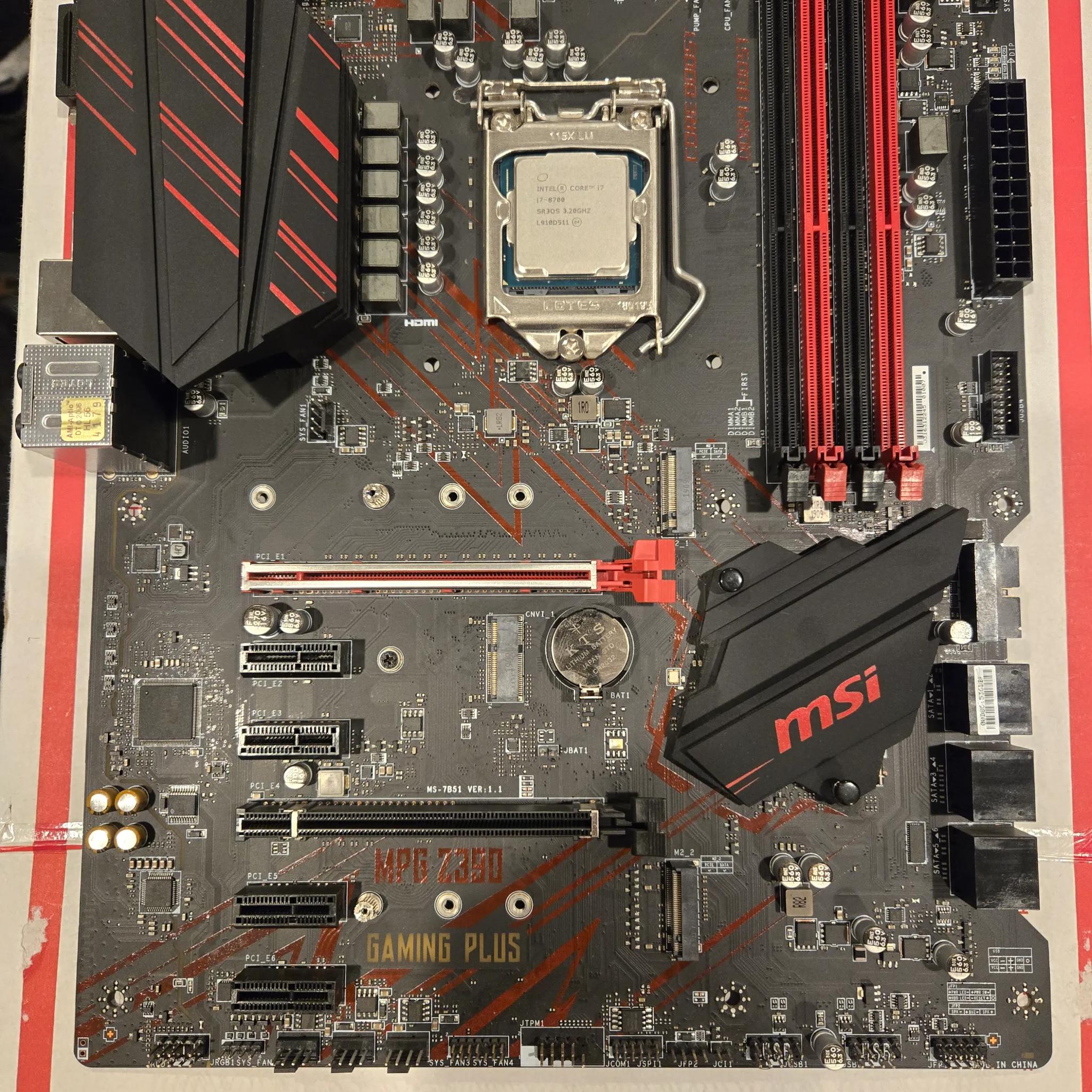 4 Item Bundle - Intel i7 - MSI MPG Z390 Gaming Plus - Intel CPU Cooler - Asus WIFI Card - All Tested