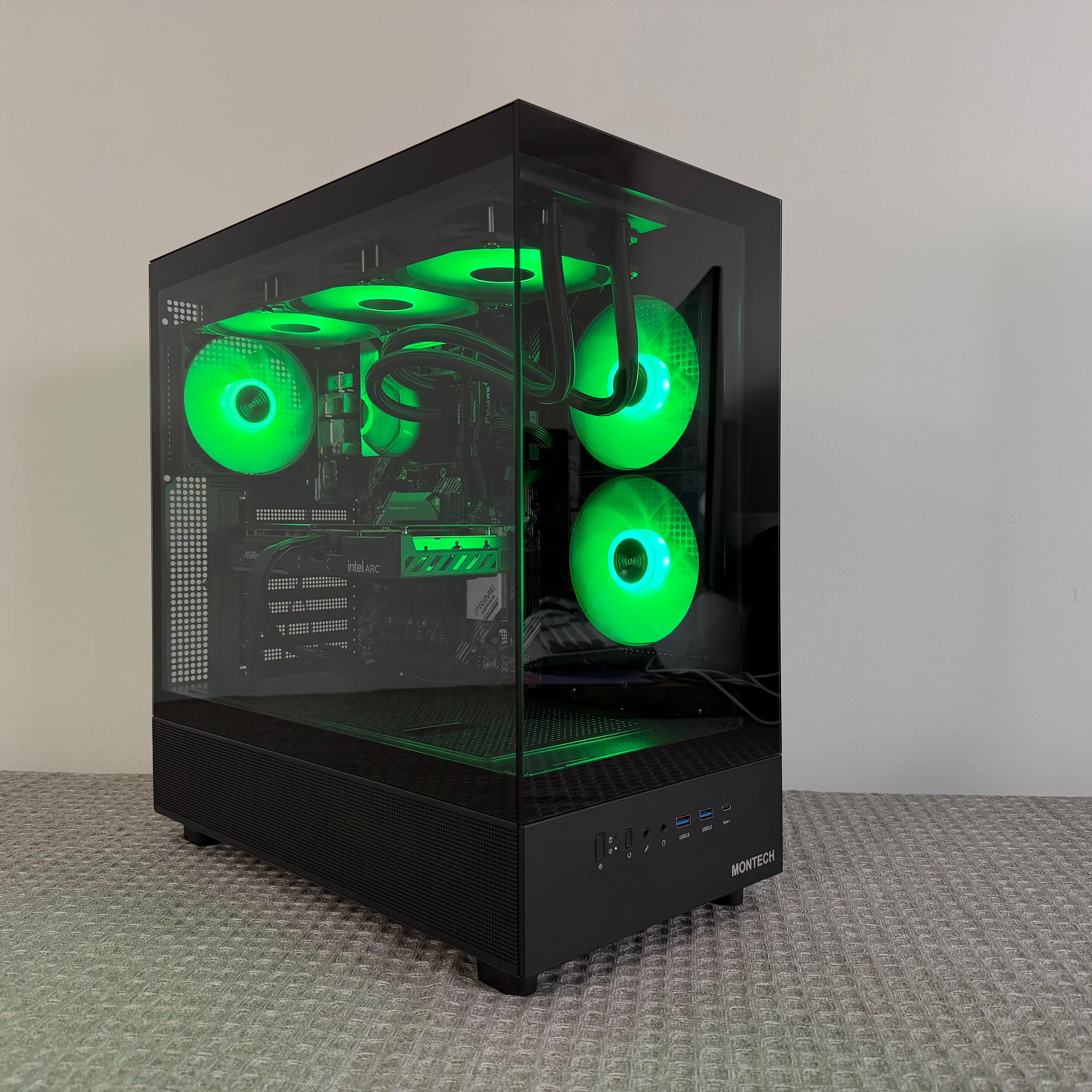 ARC B580 12GB OC • RYZEN 7 5800XT • B550 WIFI • 16GB DDR4 • 512GB SSD • 360MM AIO • NEW GAMING PC