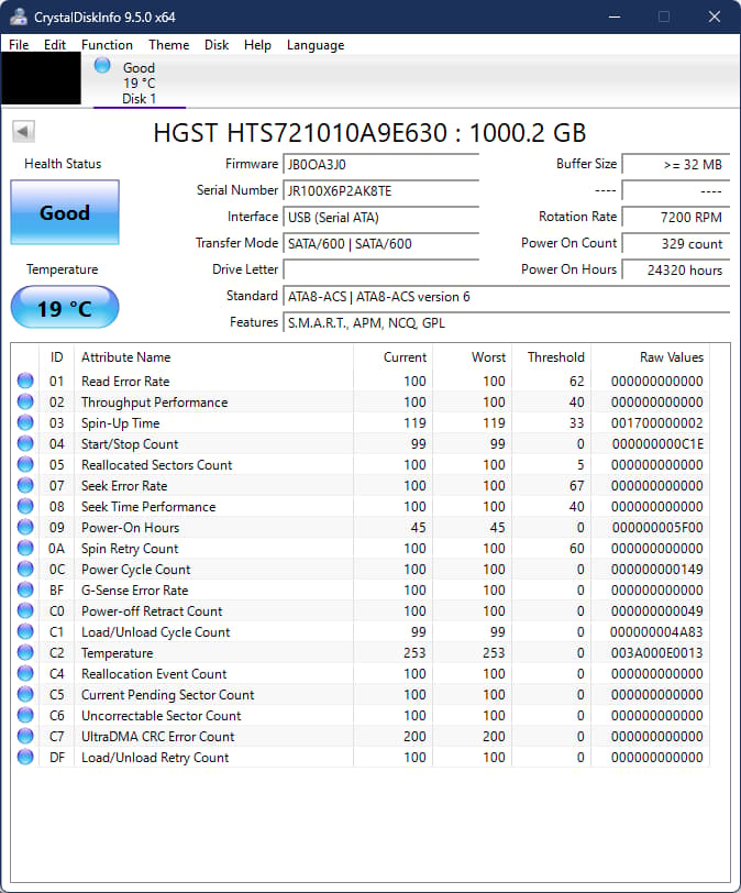 USED - HGST Travelstar 7K1000 2.5-Inch 1TB 7200 RPM SATA III 32MB Cache Internal Hard Drive