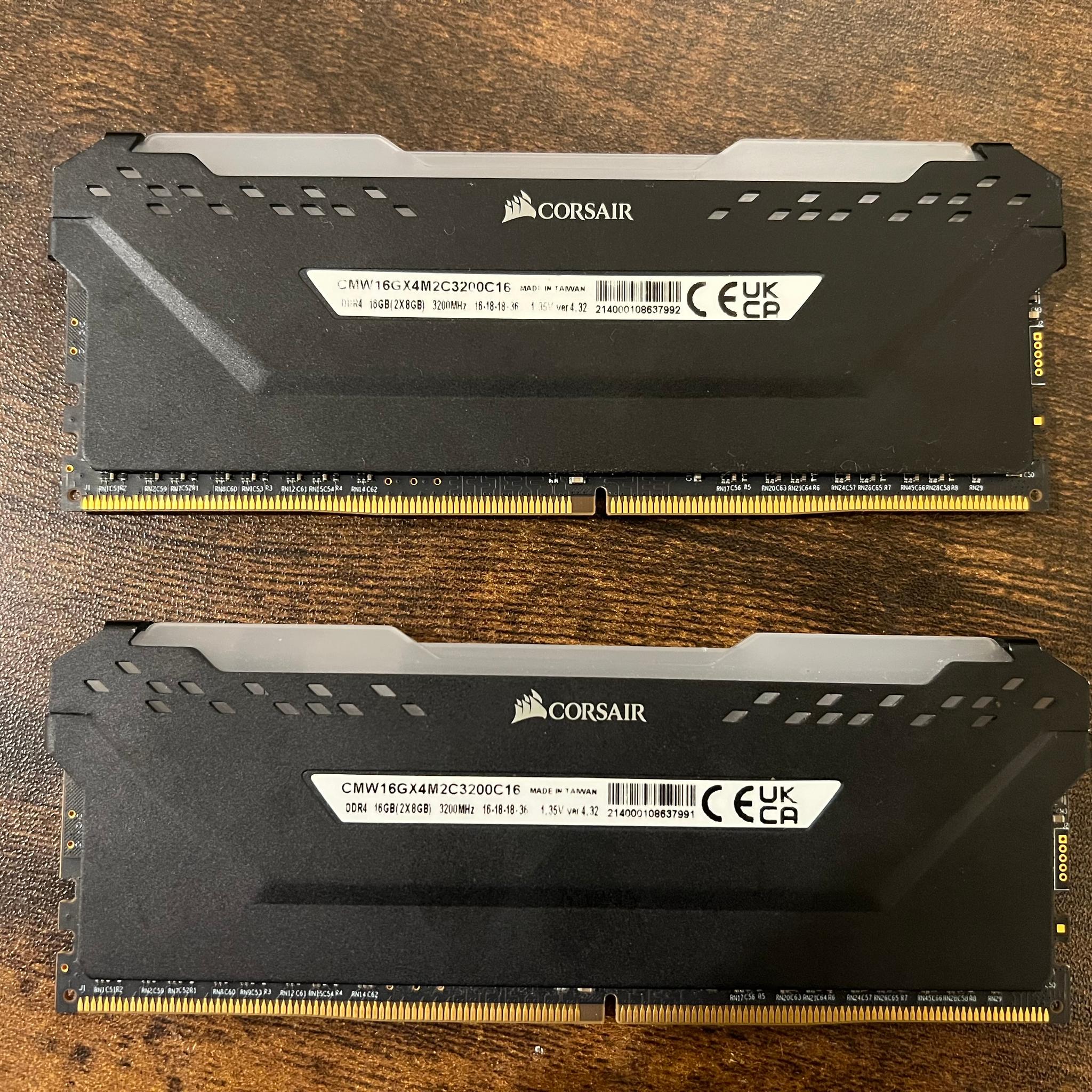 16GB Corsair Vengeance RGB PRO (2 x 8GB) DDR4 DRAM 3200MHz C16 Memory Kit — Black
