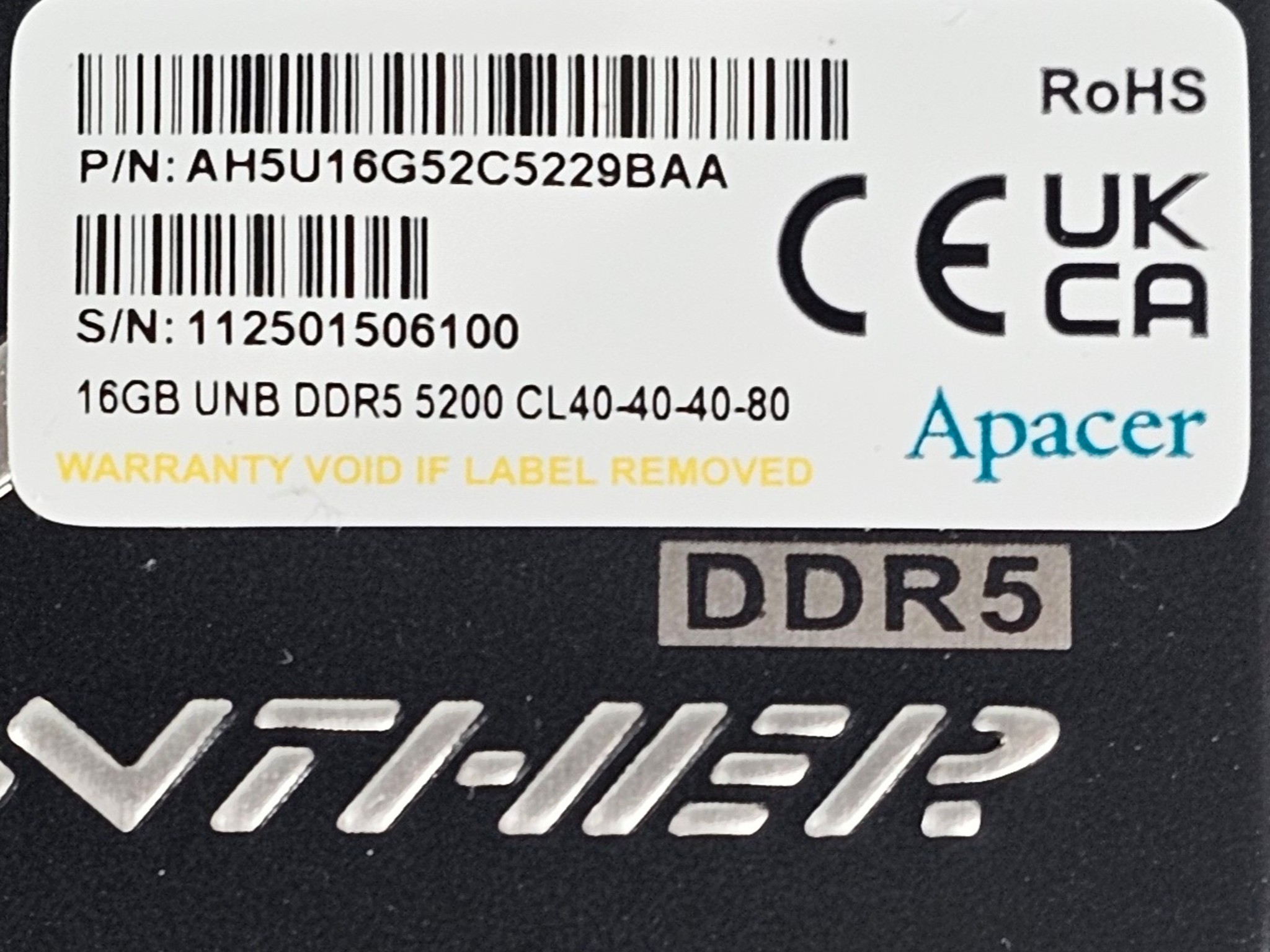 32GB DDR5 (2x16GB) CL40 5200MT/s Apacer Panther