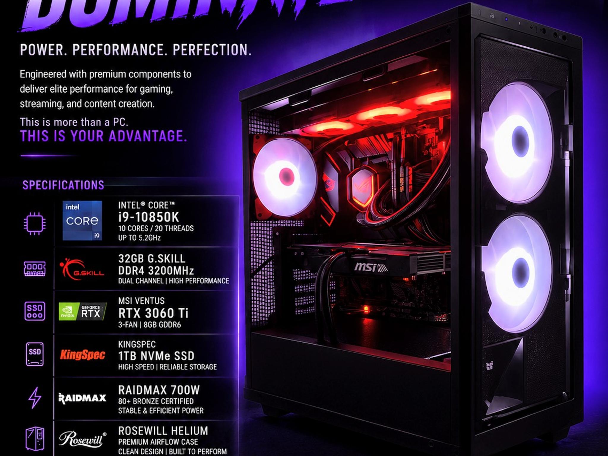 🔥 Titan Creator Gaming PC | i9-10850K • RTX 3060 Ti • 32GB RAM • 1440P Ready🔥